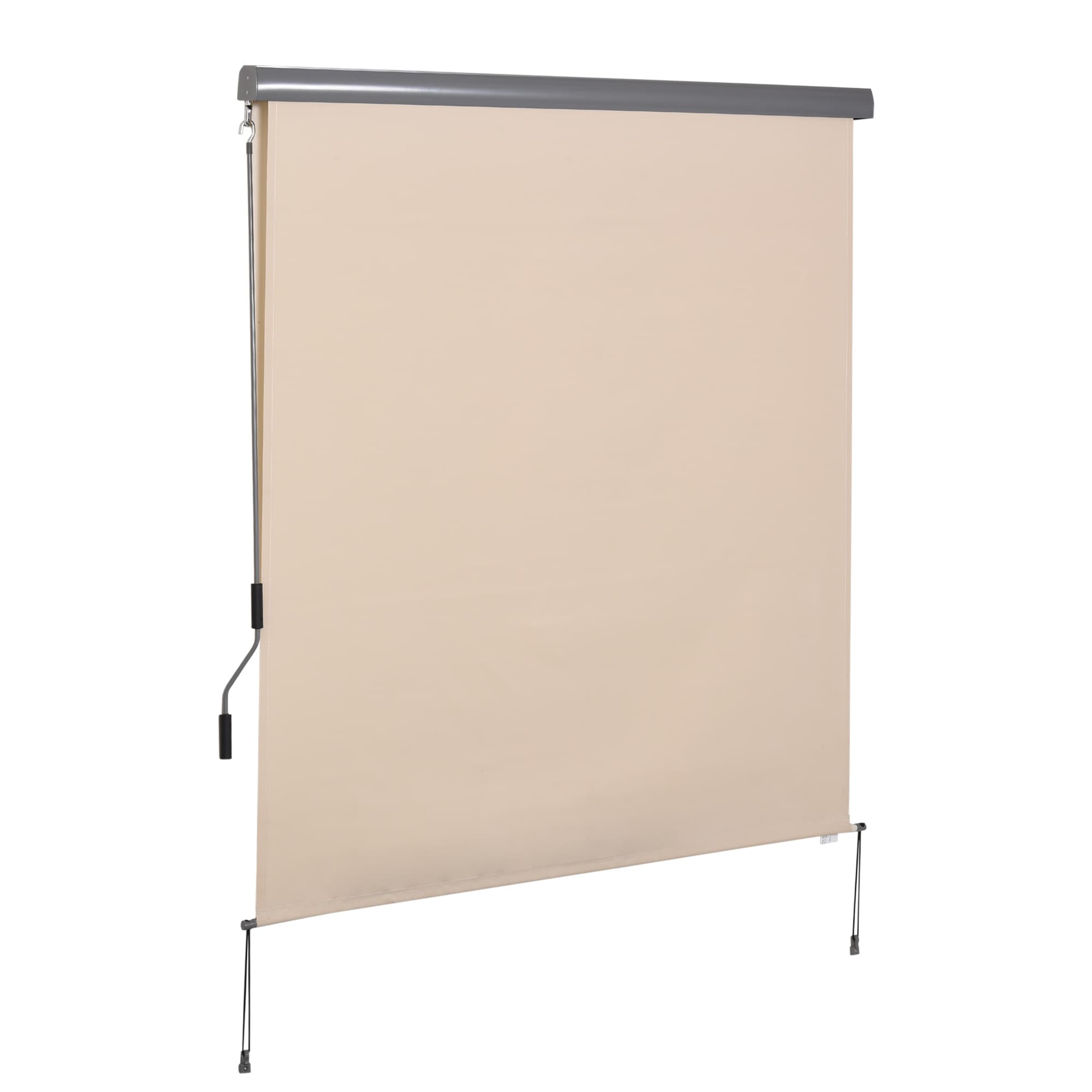 Outsunny Store extérieur enrouleur 2,5 x 1,6 m avec manivelle, aluminium et polyester 280g/m2 anti-UV50+, crème