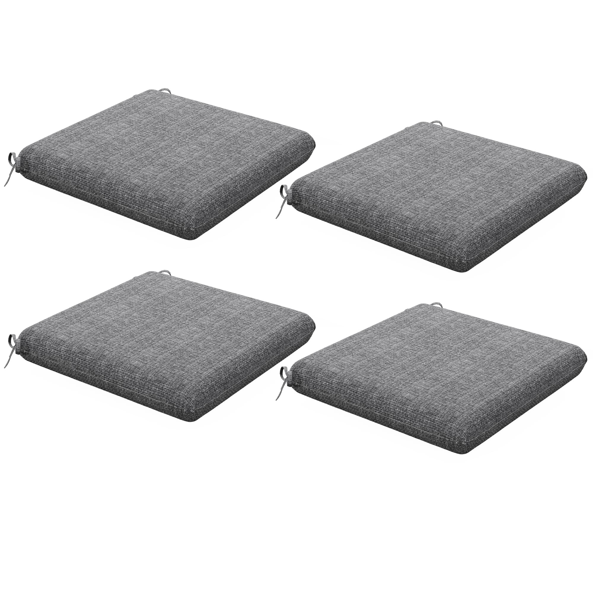 Outsunny Lot de 4 coussins de chaise, galettes de chaise 47 x 47 cm, rembourrage épais, résistant à la décoloration, gris