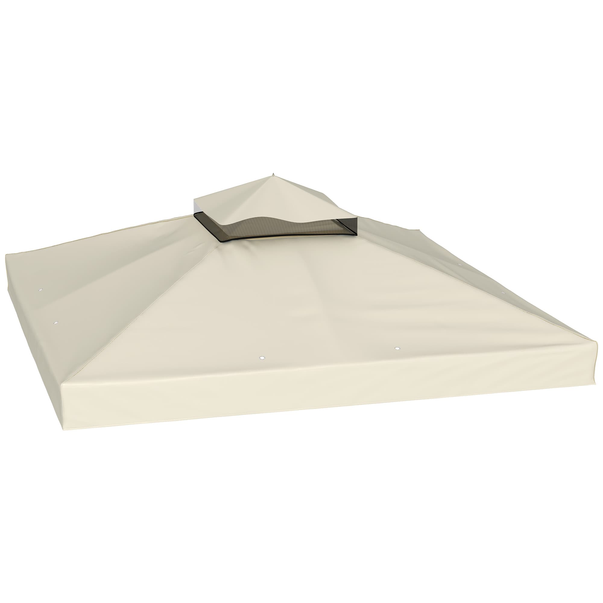 Outsunny Toile pour tonnelle 3 x 3 m toile de rechange pour tonnelle à 2 niveaux protection UPF30+ trous de drainage crème