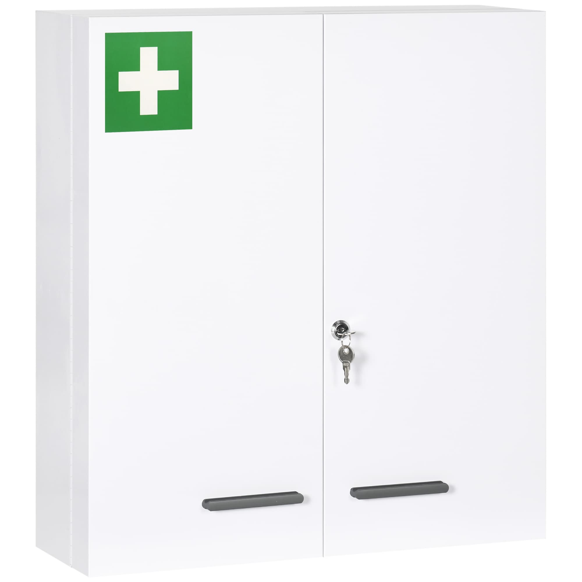 kleankin Armoire à pharmacie 6 étagères avec serrure et 2 clés de sécurité, 55x18x60 cm, blanc