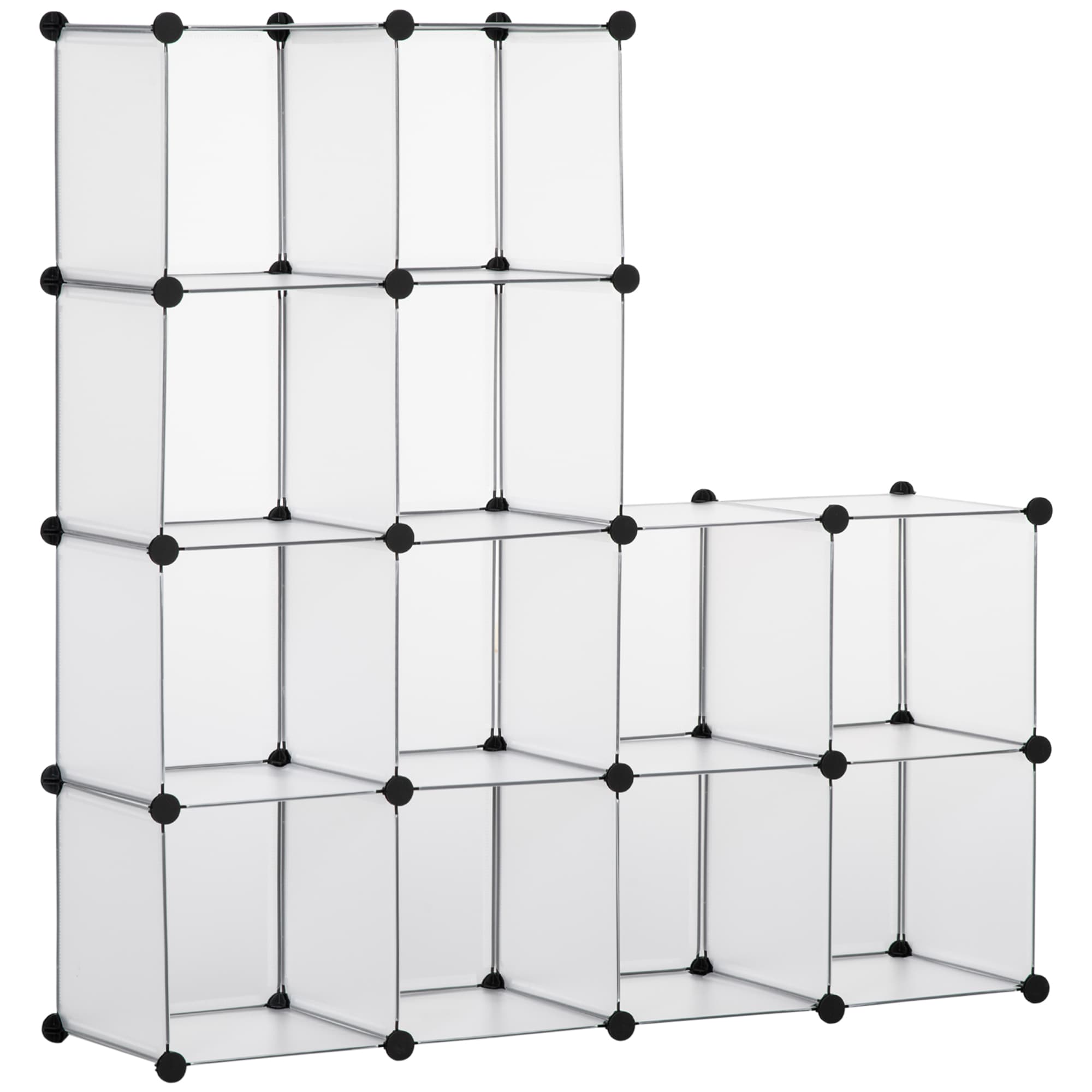 HOMCOM Meuble de rangement modulable, 16 cubes, meuble à chaussures, vêtements, livres, jouets, blanc