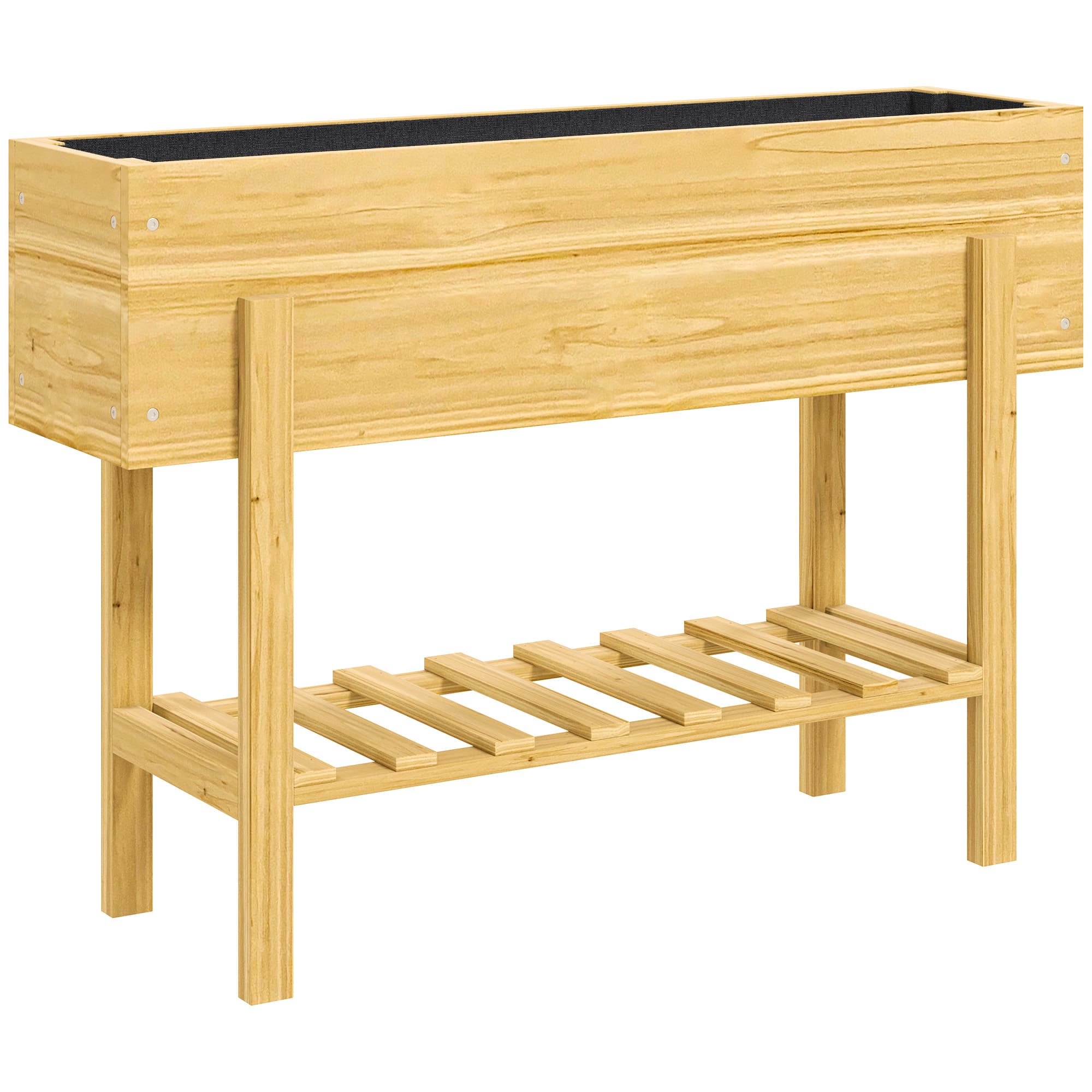 Outsunny Jardinière sur pieds carré potager de jardin sur pieds avec 2 trous de drainage en bois 100 x 30 x 70,5 cm bois naturel