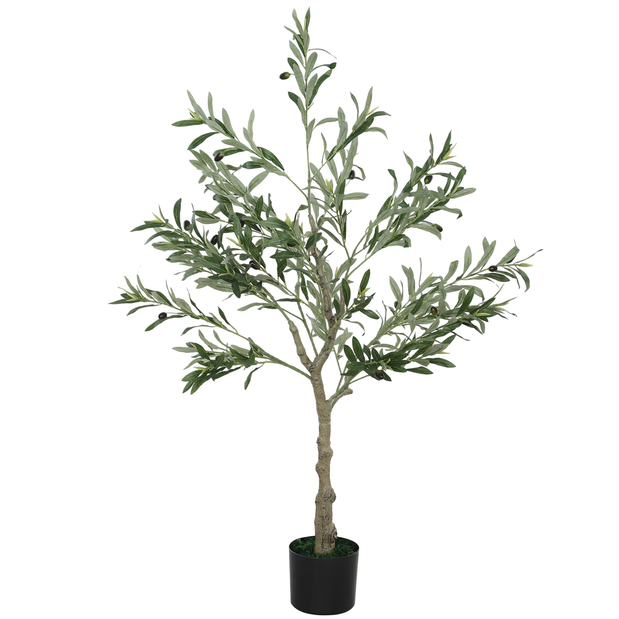 HOMCOM Olivier artificiel 120 cm plante artificielle intérieur, fausse plante décoration pour maison, bureau, salon, chambre