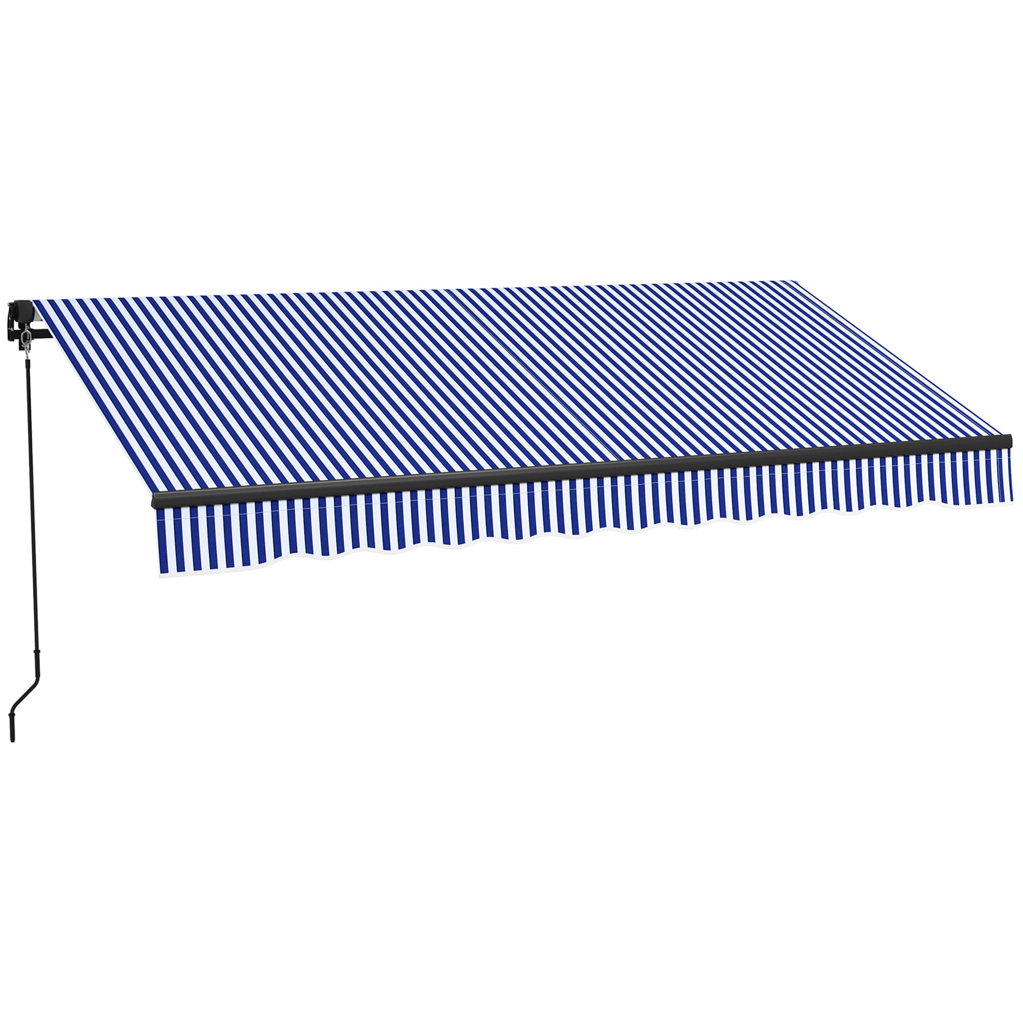 Outsunny Store banne manuel rétractable store pour balcon inclinaison réglable manivelle cadre en aluminium polyester bleu blanc