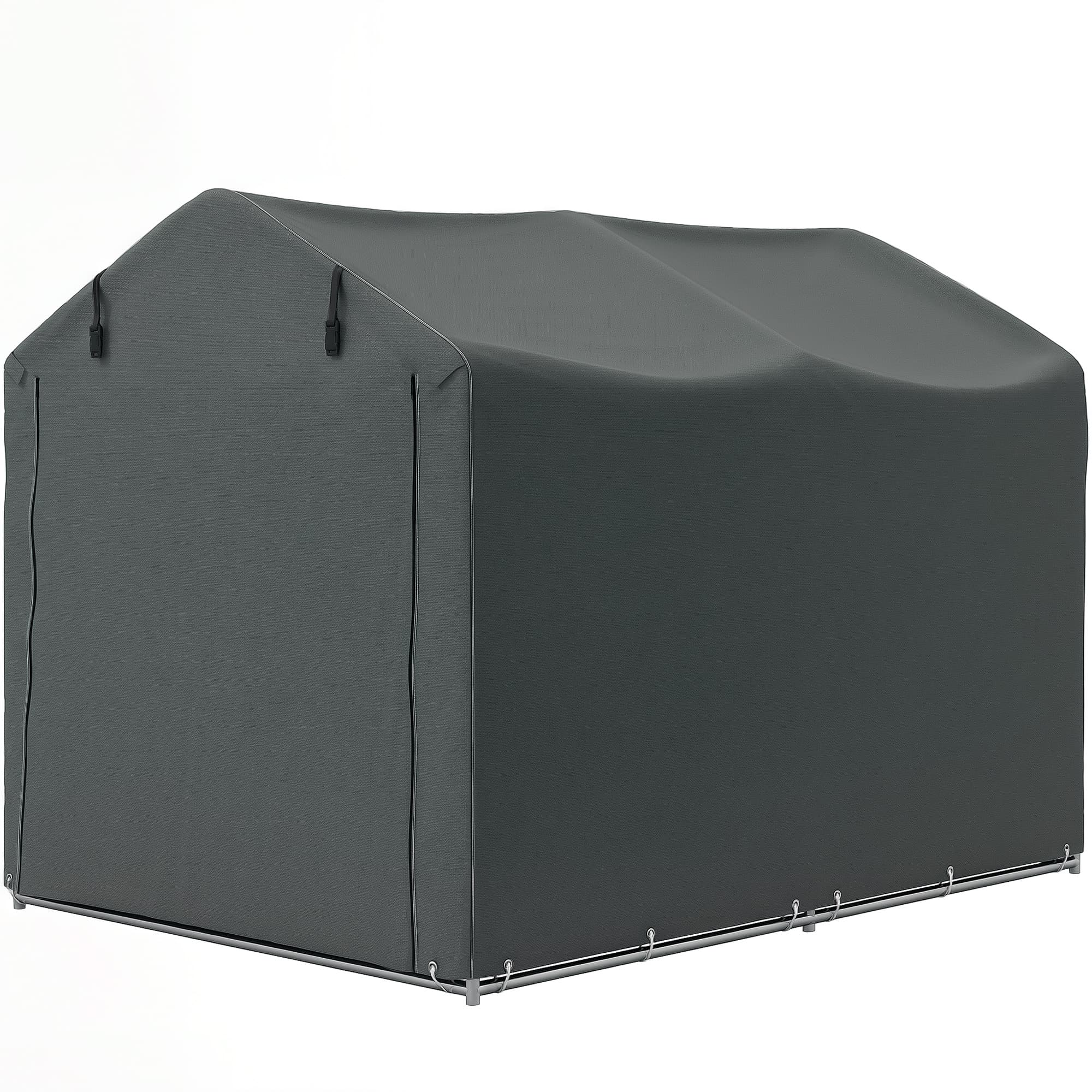 Outsunny Abri de jardin 2 x 1,6 x 1,65 m abri vélo extérieur cadre en métal galvanisé, imperméable résistant aux UV, gris foncé