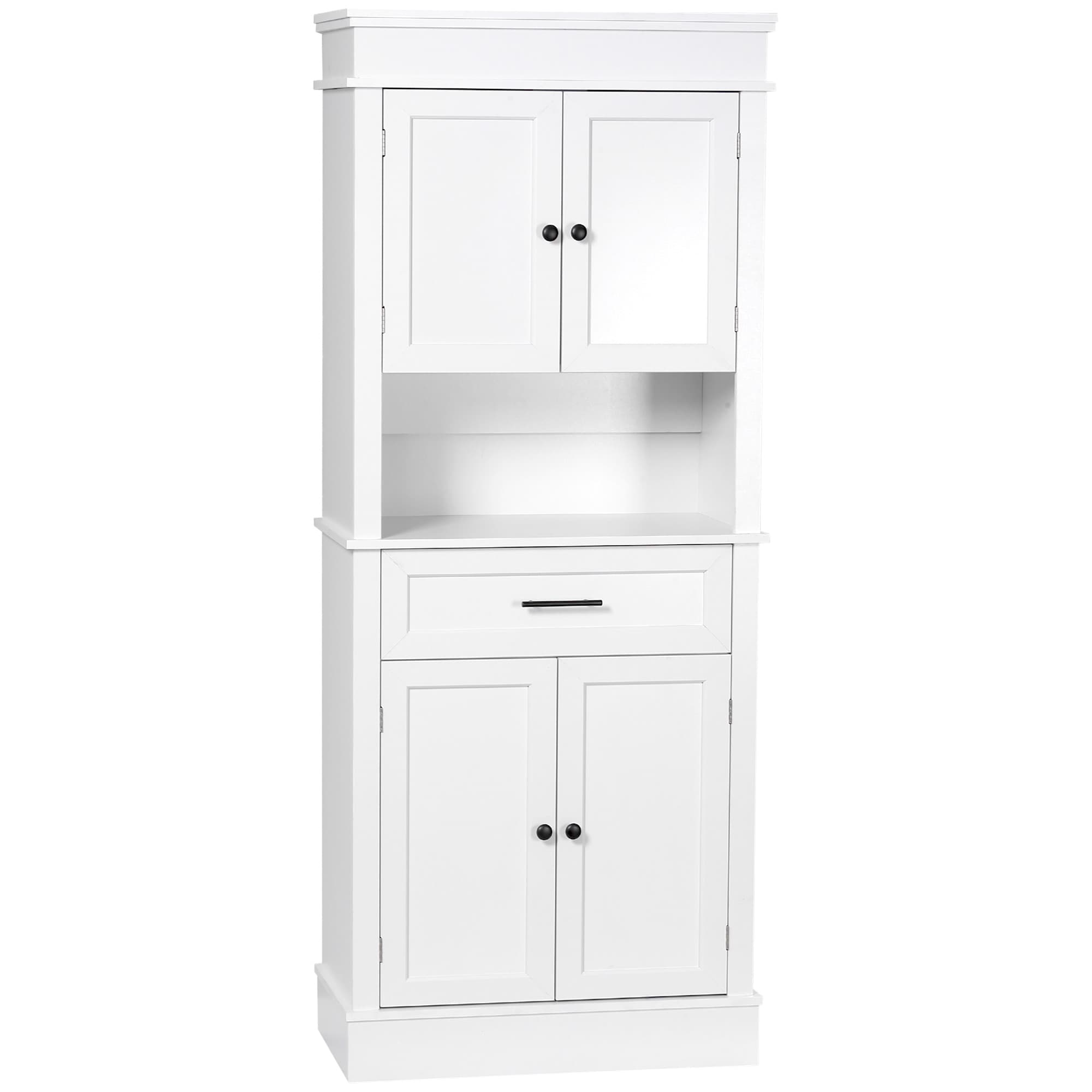 HOMCOM Buffet de cuisine armoire de cuisine multi-rangements 2 placards 2 portes tiroir niche MDF panneaux particules E1 blanc