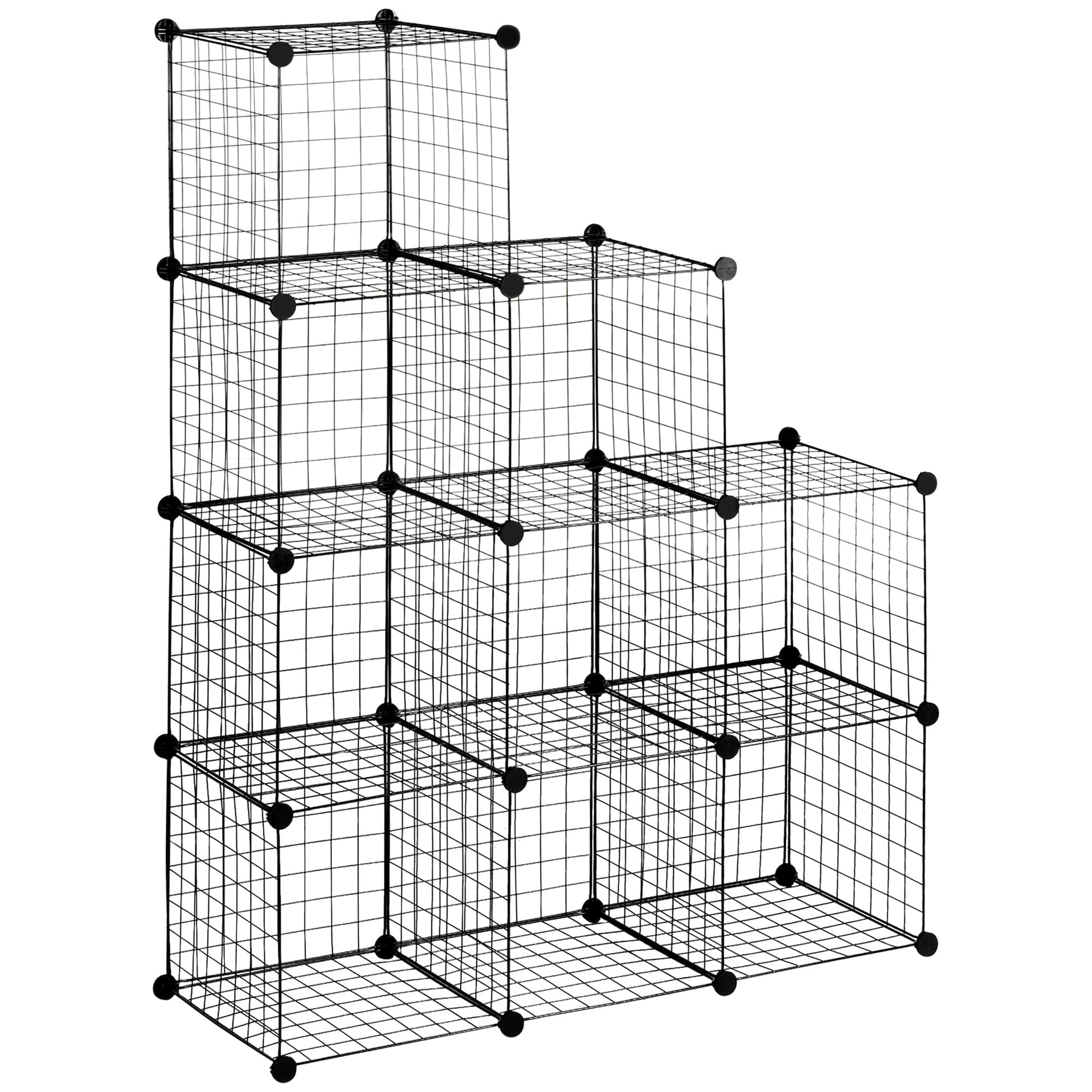 HOMCOM Étagère cube modulable DIY avec 9 compartiments en treillis métallique pour salon, chambre à coucher, noir