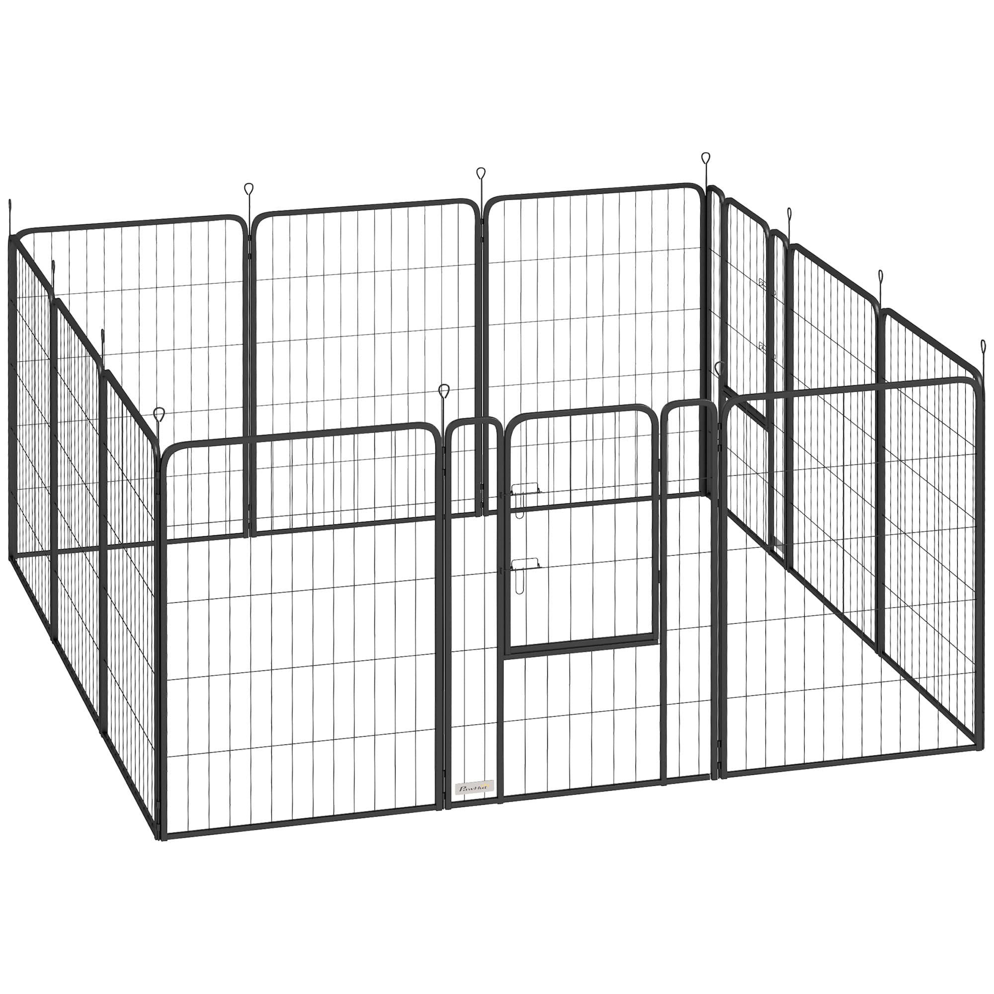 PawHut Parc pour chien, enclos chien 12 panneaux modulable et pliable, portable en acier avec porte 68 x 100 noir