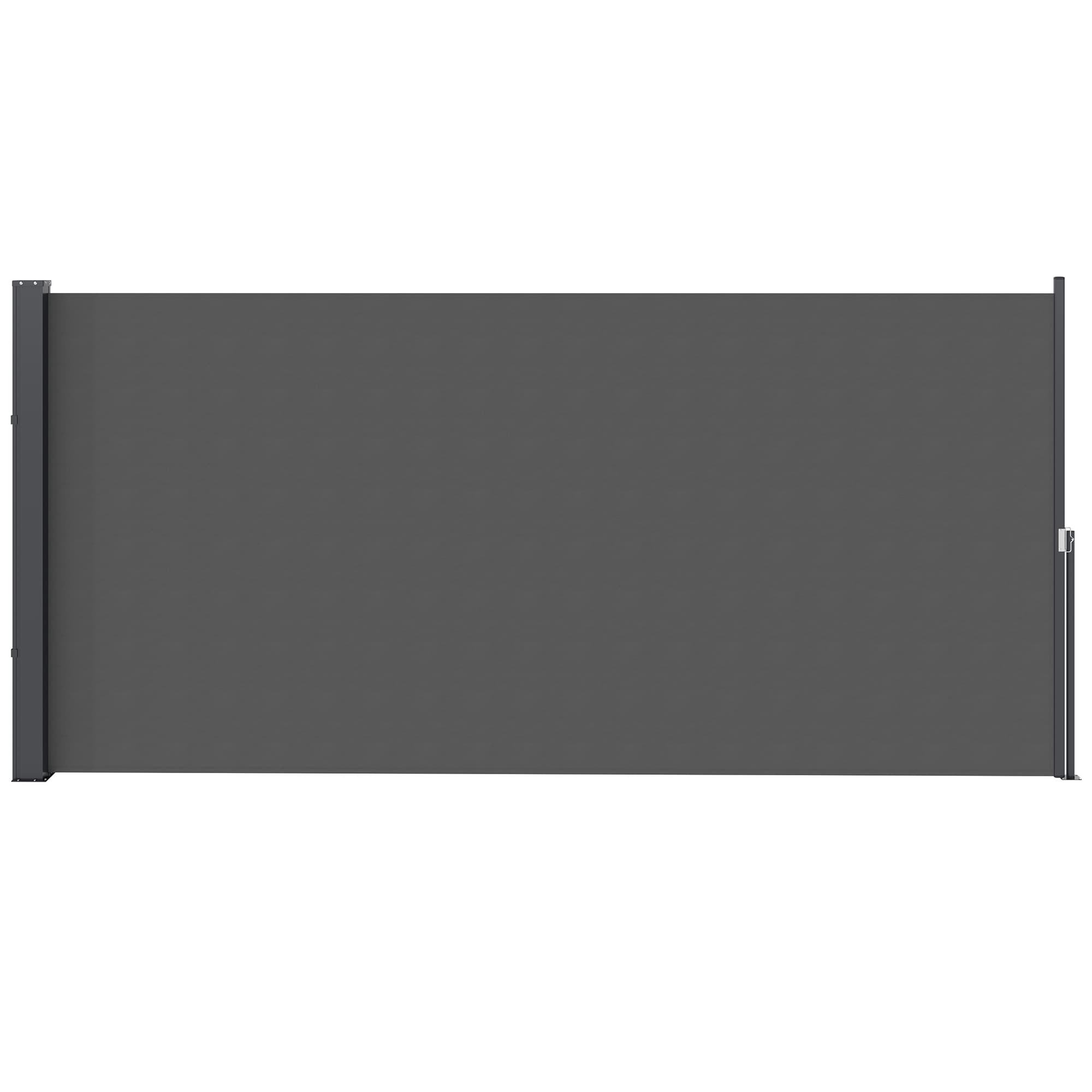 Outsunny Store latéral brise-vue paravent rétractable 3 x 1,4 m alu. polyester anti-UV haute densité 180 g/m2 gris foncé