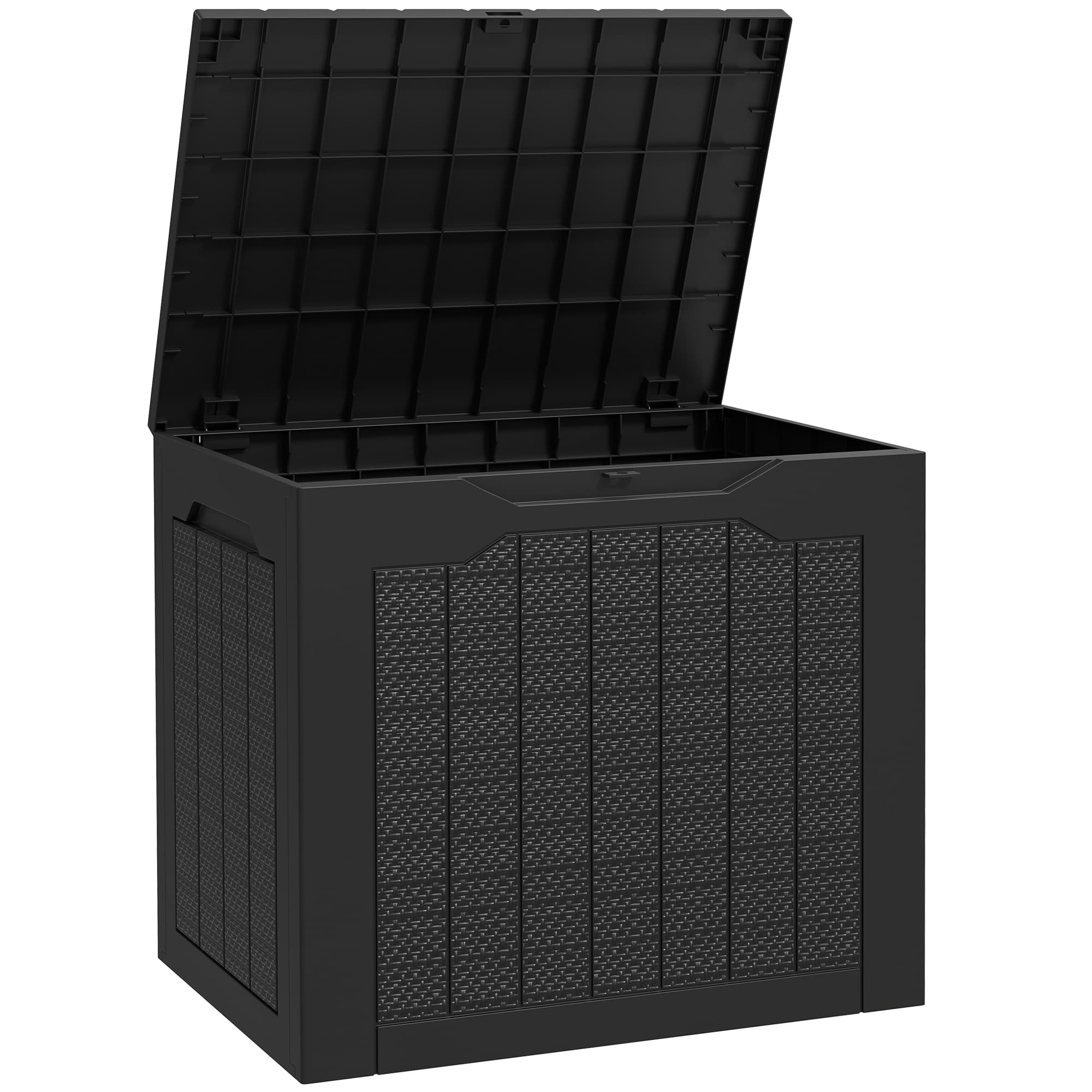 Outsunny Coffre de rangement extérieur 93L avec poignées encastrées, malle de rangement extérieur étanche 56 x 41 x 50 cm, noir