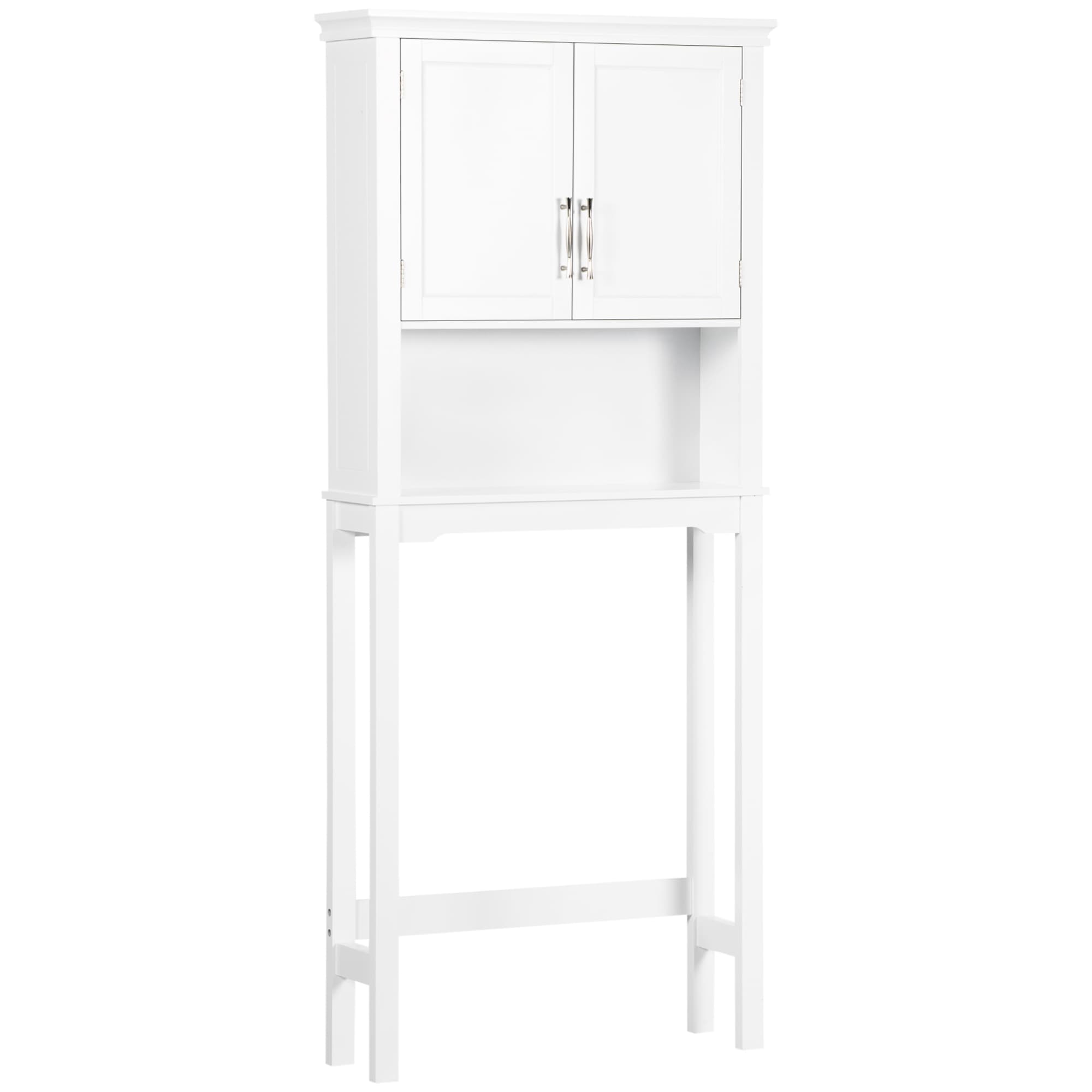 kleankin Meuble WC dessus de toilette avec placard à porte double, étagère réglable et niche, dim. 71 x 20,5 x 165 cm, blanc