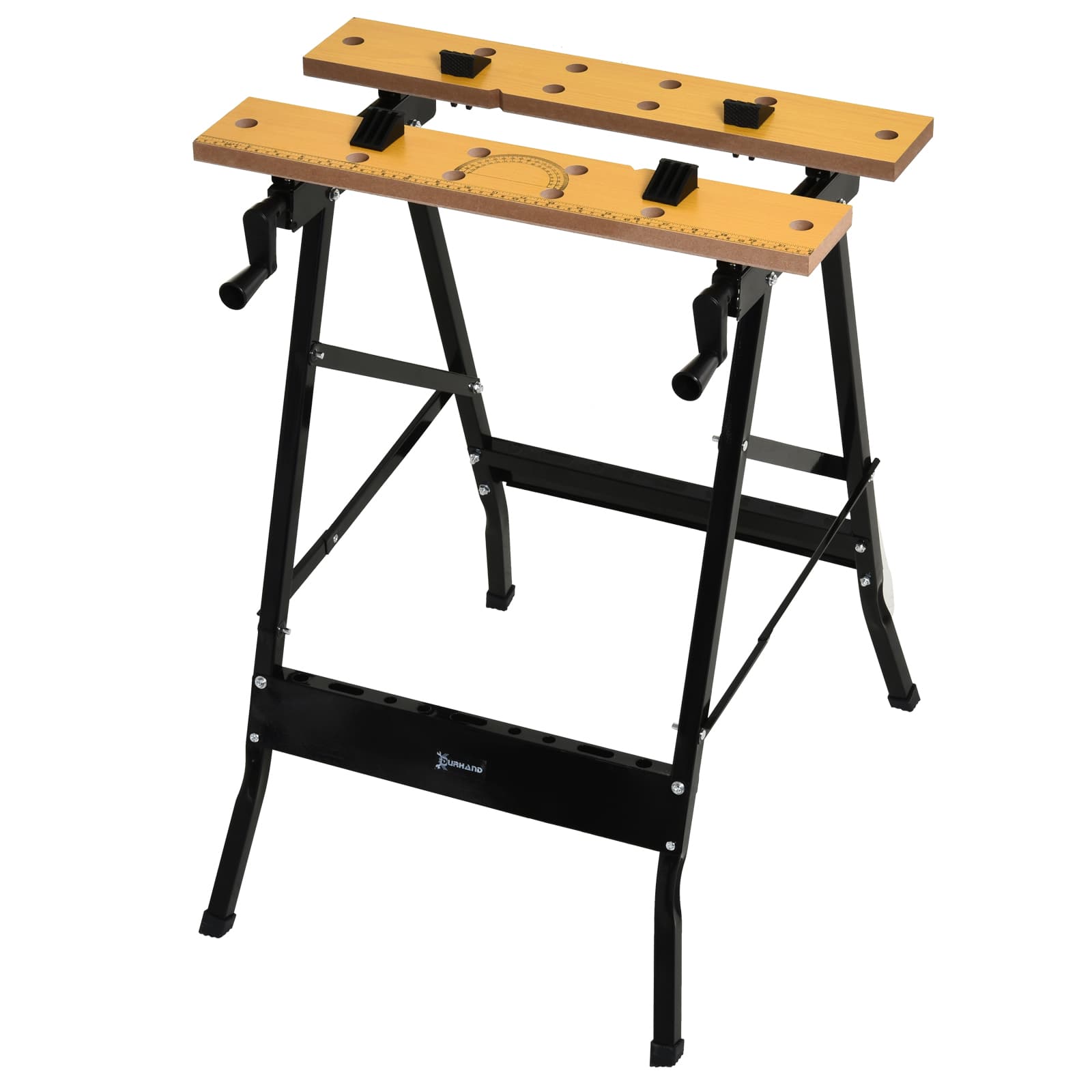 DURHAND Établi pliant établi de serrage avec 4 serre-joints table de travail, charge 100 kg, 62,5x60,5x78,5cm, noir