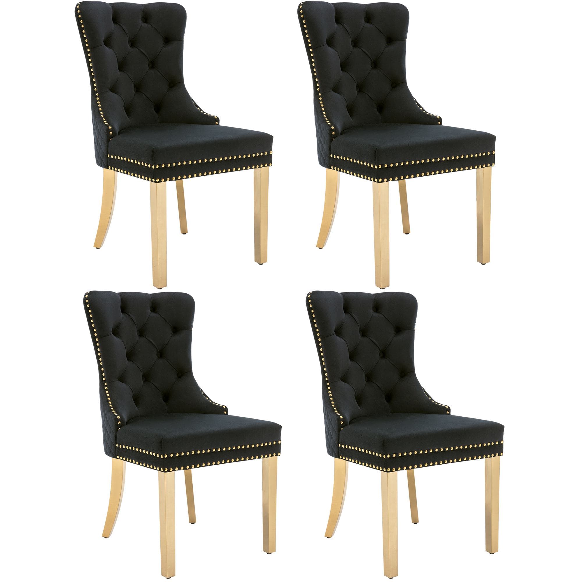 Ensemble de chaises & fauteuil salle à manger 4 pièces, chaises de cuisine avec garniture à tête de clou, 51.5×65.5×95 cm, Noir Aosom France