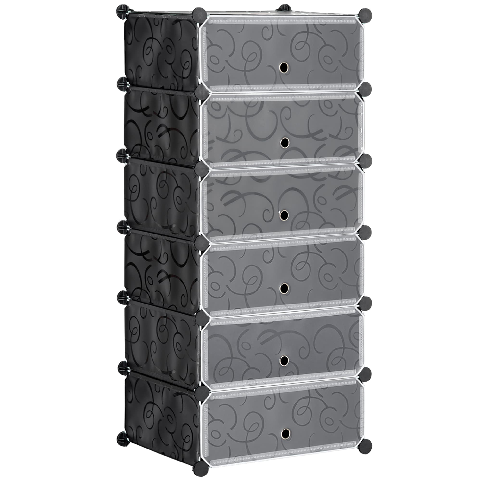 HOMCOM Meuble de rangement à chaussures modulable 6 cubes rectangulaires empilables - noir