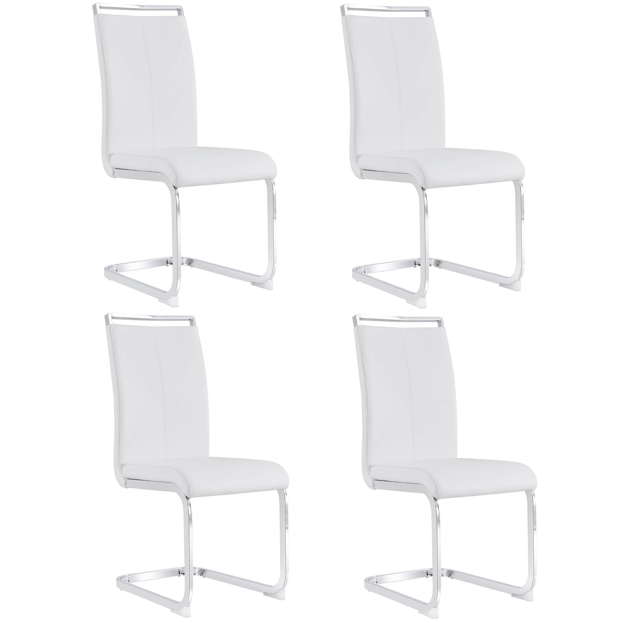 Ensemble de 4 chaises de salle à manger modernes, 42×54×100 cm, Blanc