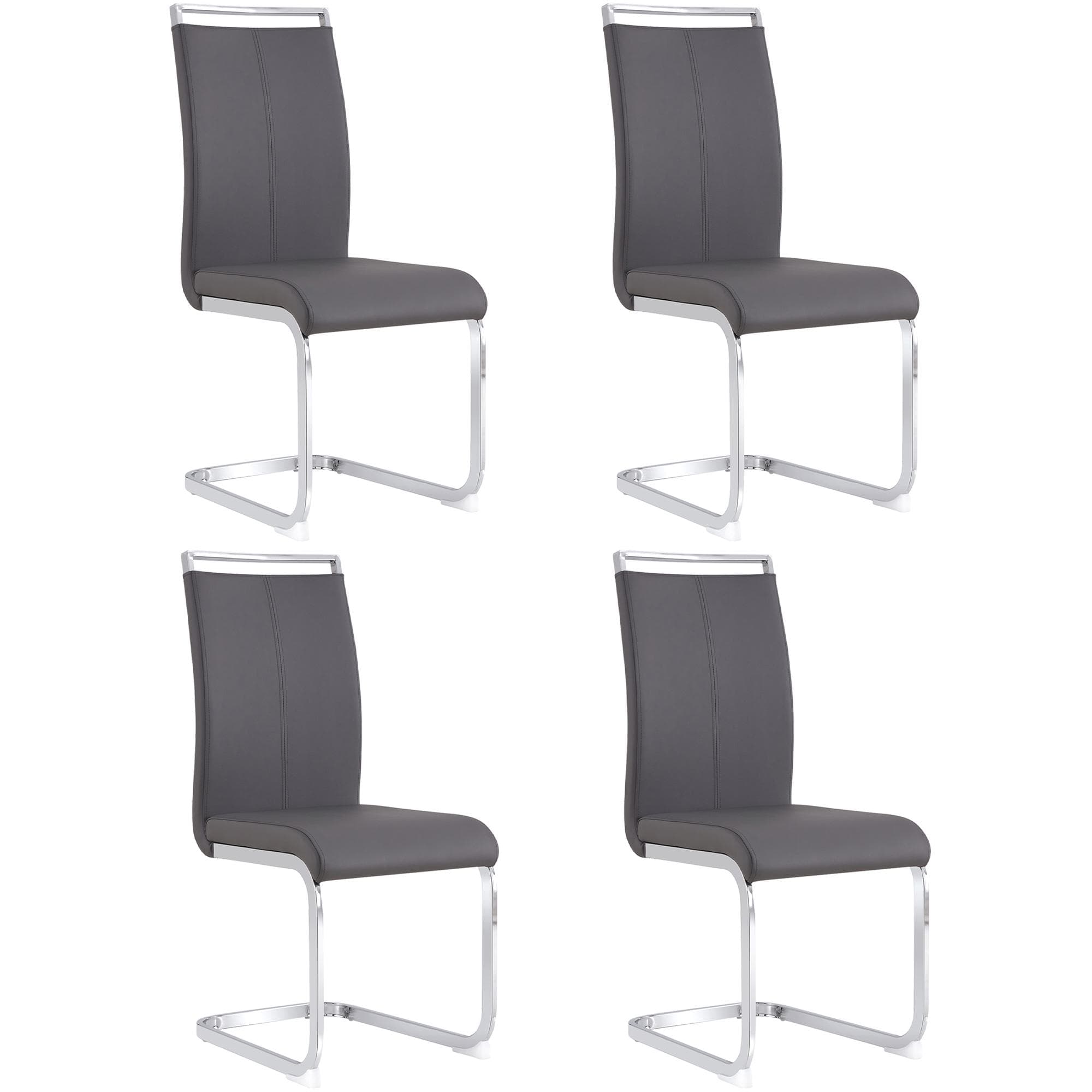 Ensemble de 4 chaises de salle à manger modernes, 42x54x100 cm, Gris