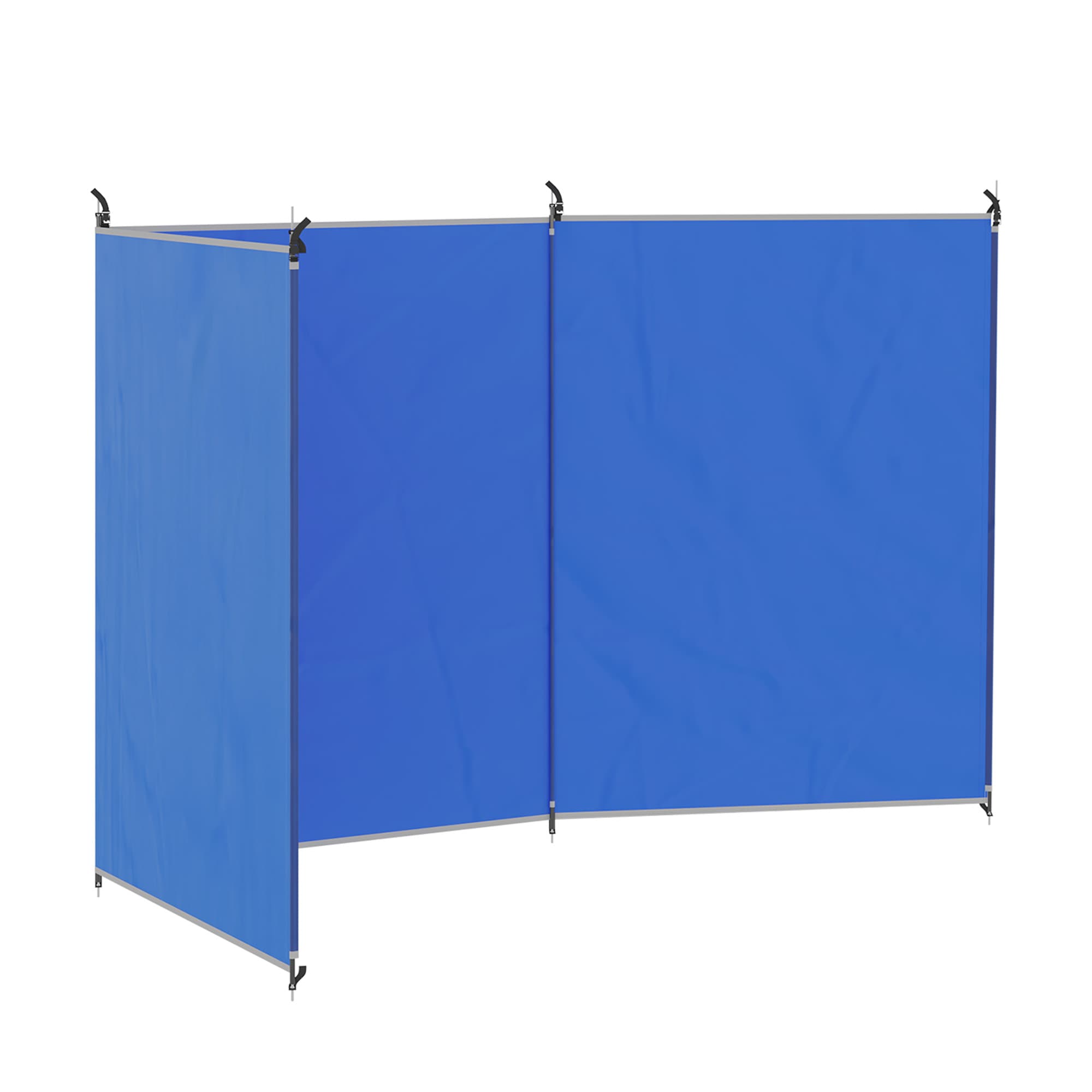 Outsunny Brise-vent de camping, paravent de plage avec sac de transport, angles de fixation 450 x 150 cm, bleu