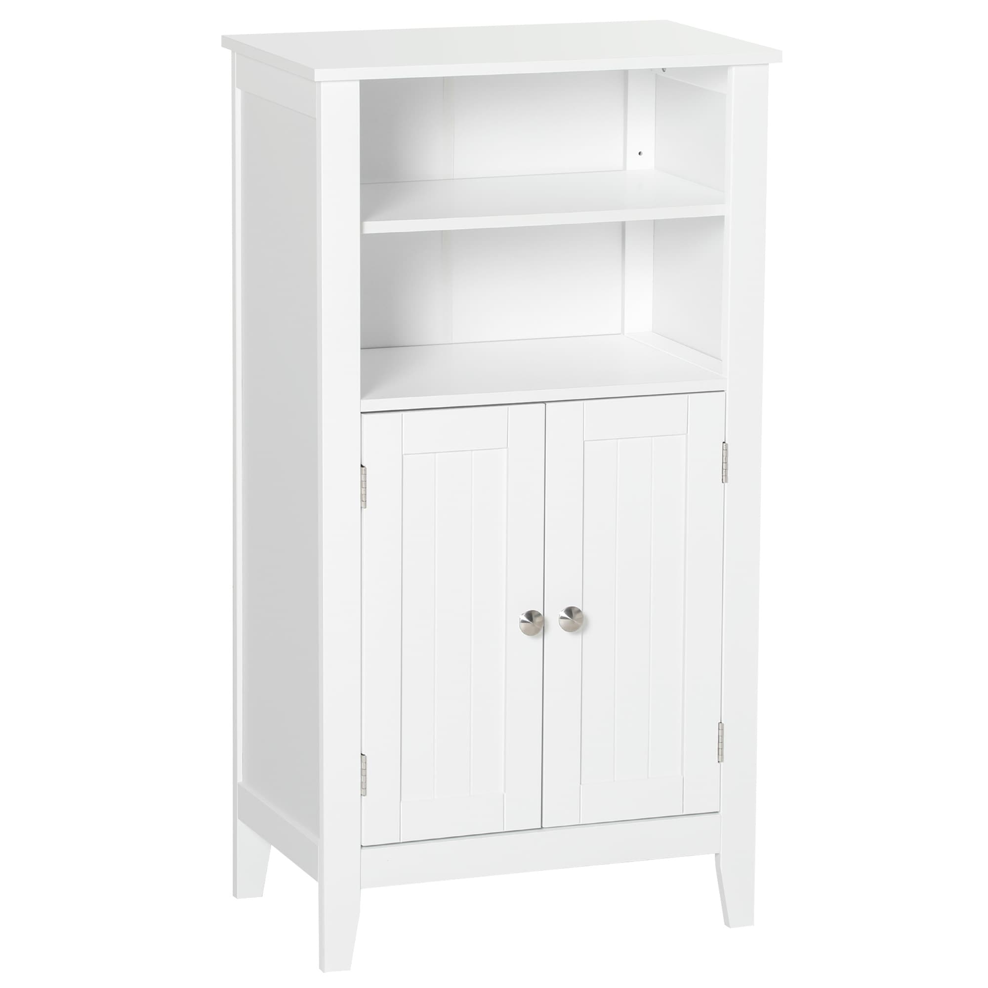 kleankin Meuble de Salle de Bain avec Étagères Réglables et Armoire à 2 Portes, Meuble Polyvalent en Bois, Blanc, 50x30x93cm