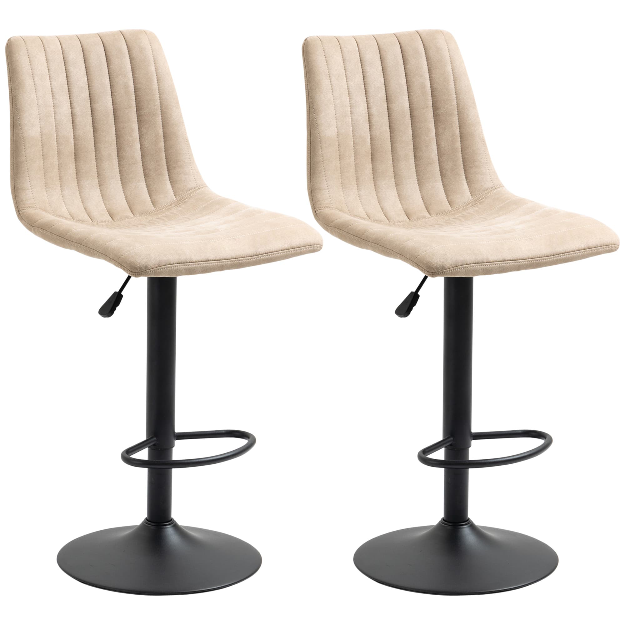HOMCOM Tabourets de Bar Set 2 Pièces à Hauteur Réglable, en Acier et Polyester, 47.5x57.5x95-116 cm, Marron