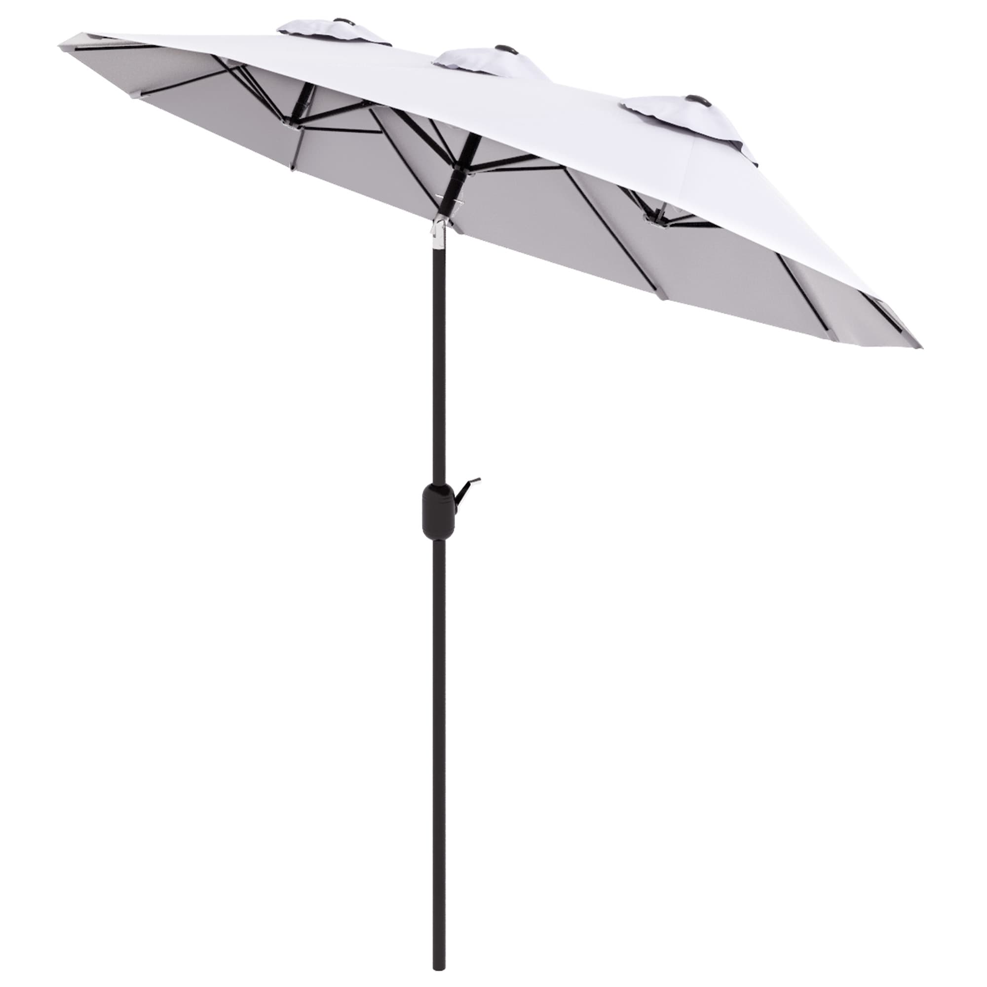 Outsunny Parasol de Jardin Double Inclinable avec Ouverture à Manivelle, 295x152x222cm, Blanc