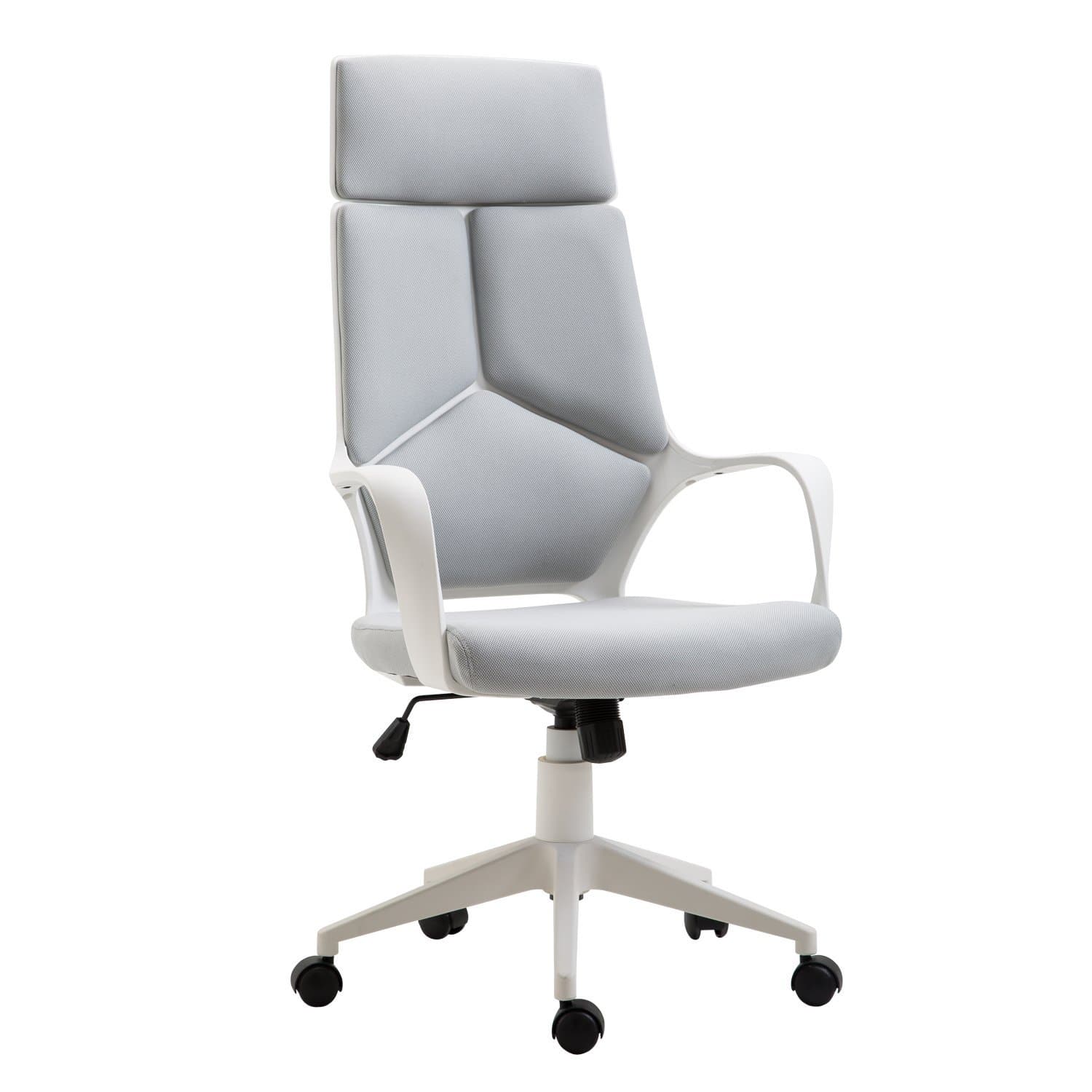 HOMCOM Chaise de Bureau avec Fonction Bascule, Fauteuil Président en Tissu Réglable et Pivotant, 63x63x117-127 cm, Gris