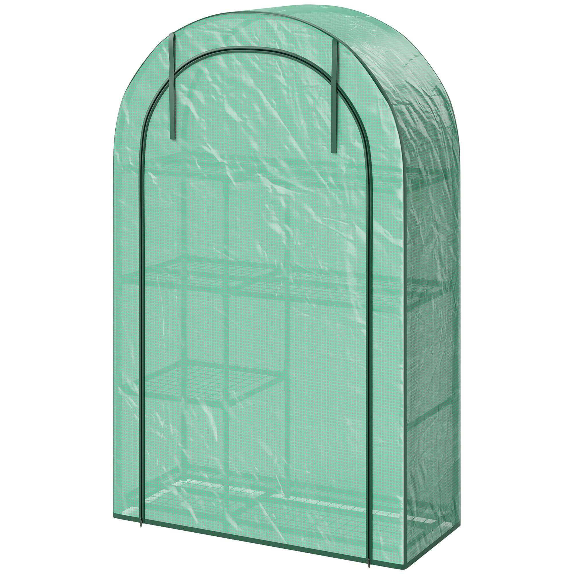 Outsunny Serre Murale à 4 Niveaux avec Porte à Fermeture Éclair, en Acier et PE, 100x45x160 cm, Vert