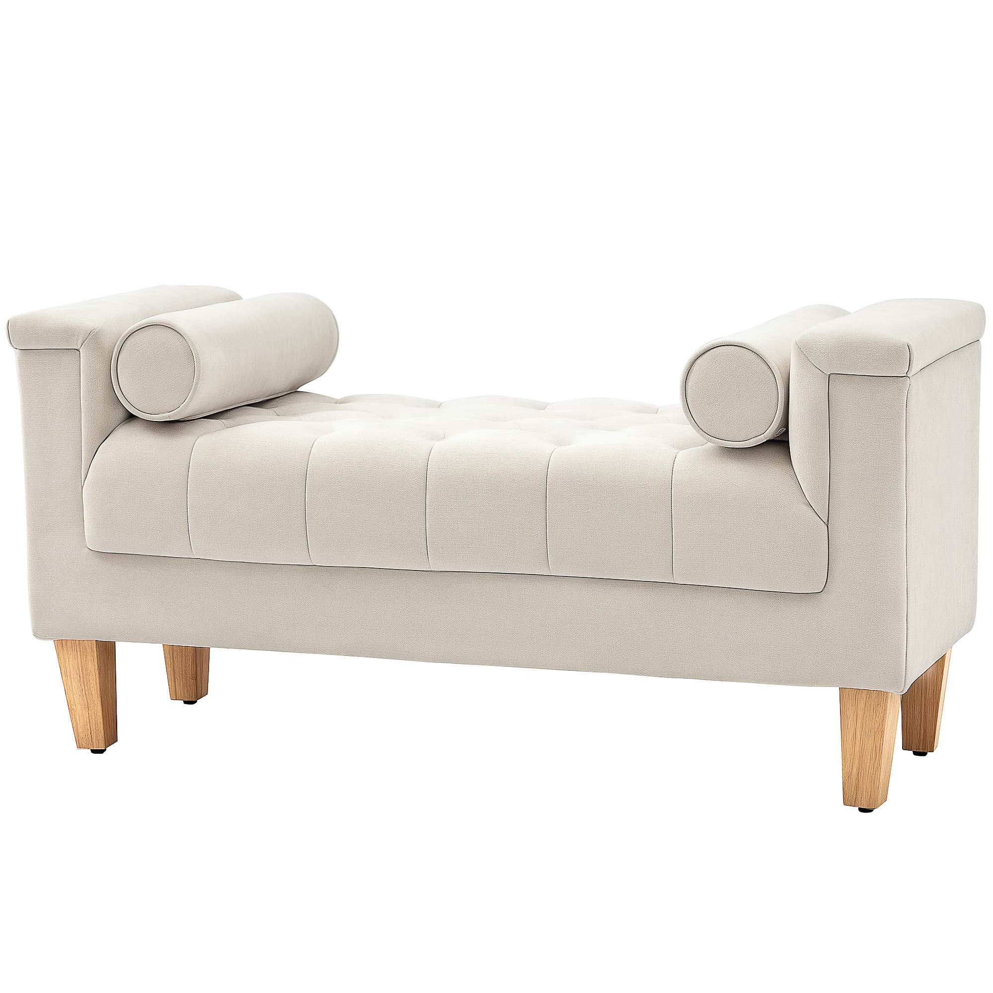HOMCOM Banc rembourré, design vintage, 2 coussins, revêtement en Chenille, 115 x 44 x 58 cm, Beige