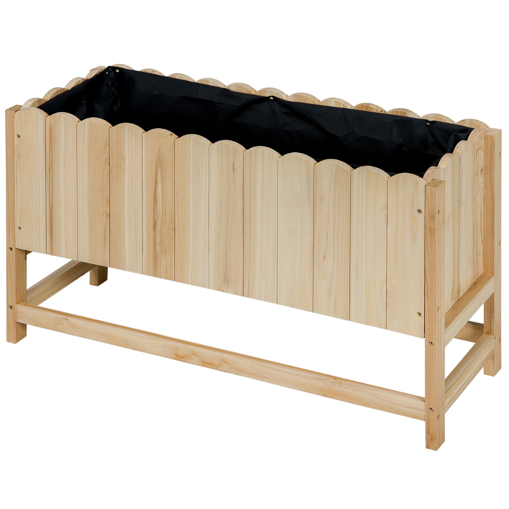 Outsunny Jardinière d'Extérieur Verticale en Bois avec Trou de Drainage et Revêtement Interne, 86x30x50 cm