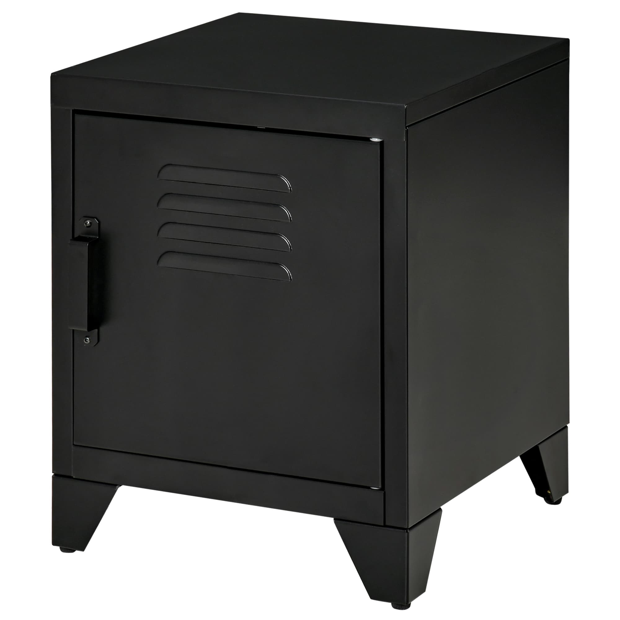 HOMCOM Table de nuit, table d'appoint avec étagère réglable, porte, table de chevet pour chambre à coucher, salon, métal, noir, 50 x 40 x 47,5 cm