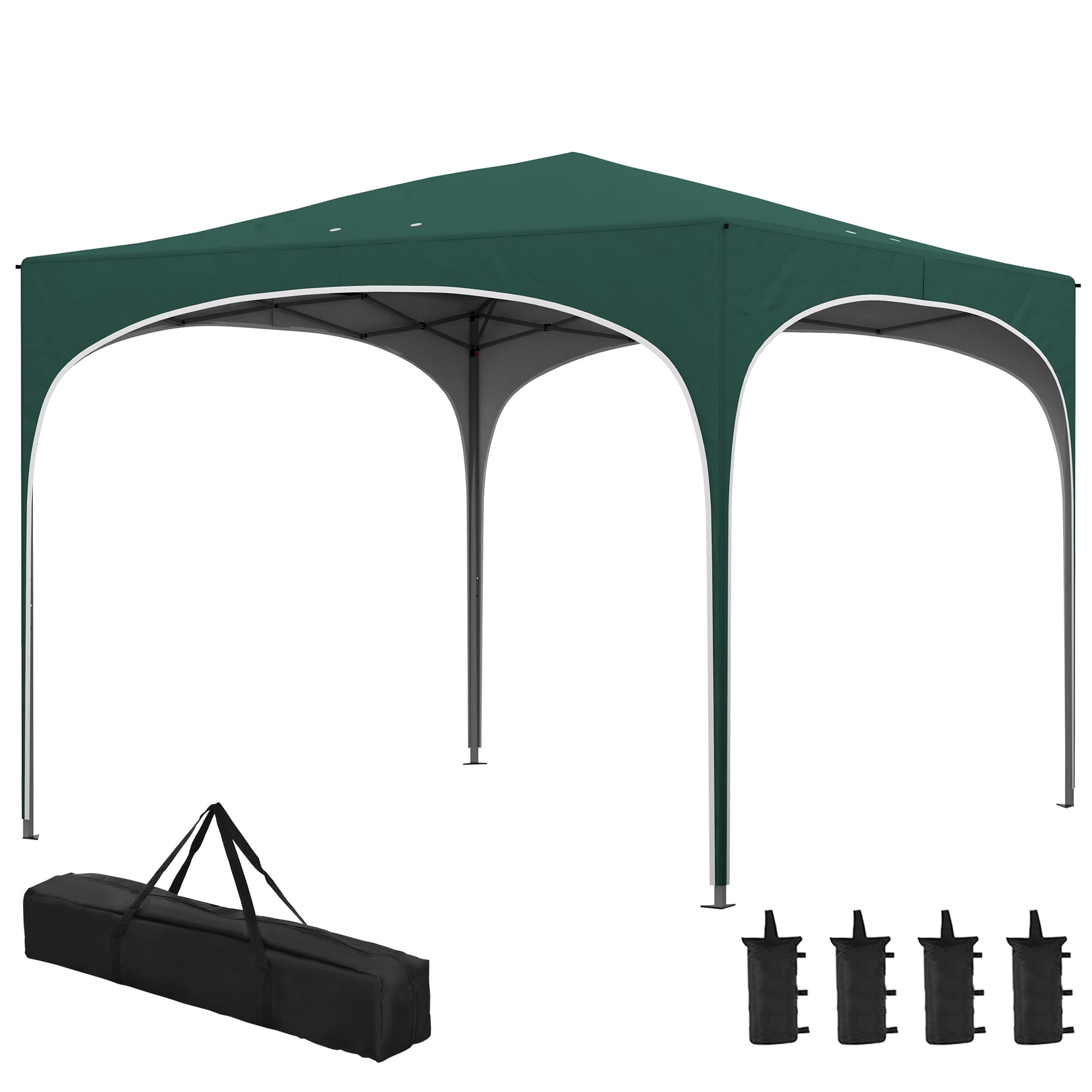 Outsunny Gazebo de Jardin à Hauteur Réglable avec Trous de Drainage et Sac de Transport, en Métal, Vert