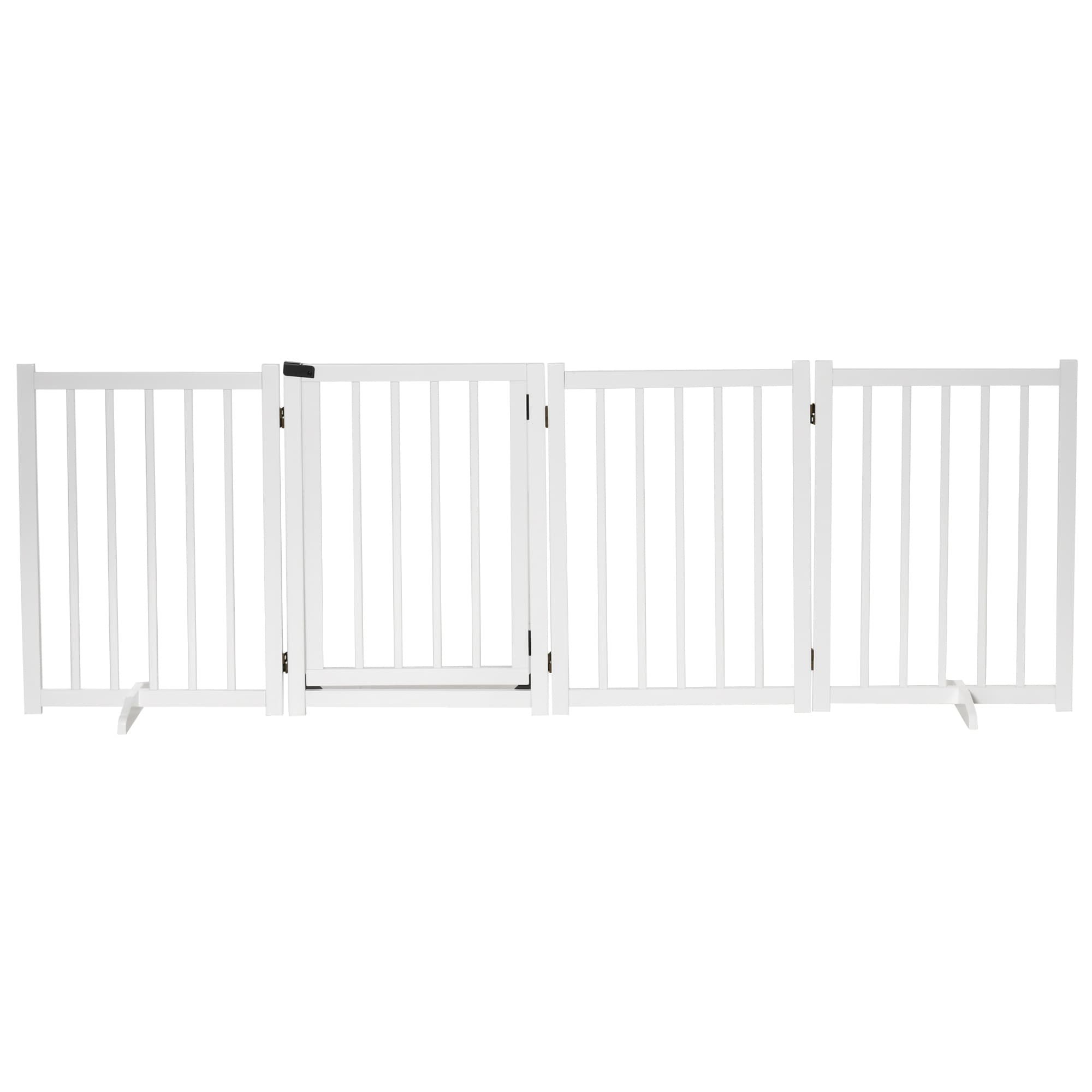 PawHut Barrière Pliable pour Chiens Petite/Moyenne Taille avec Serrure en Bois 237,5x36x80cm - Blanc