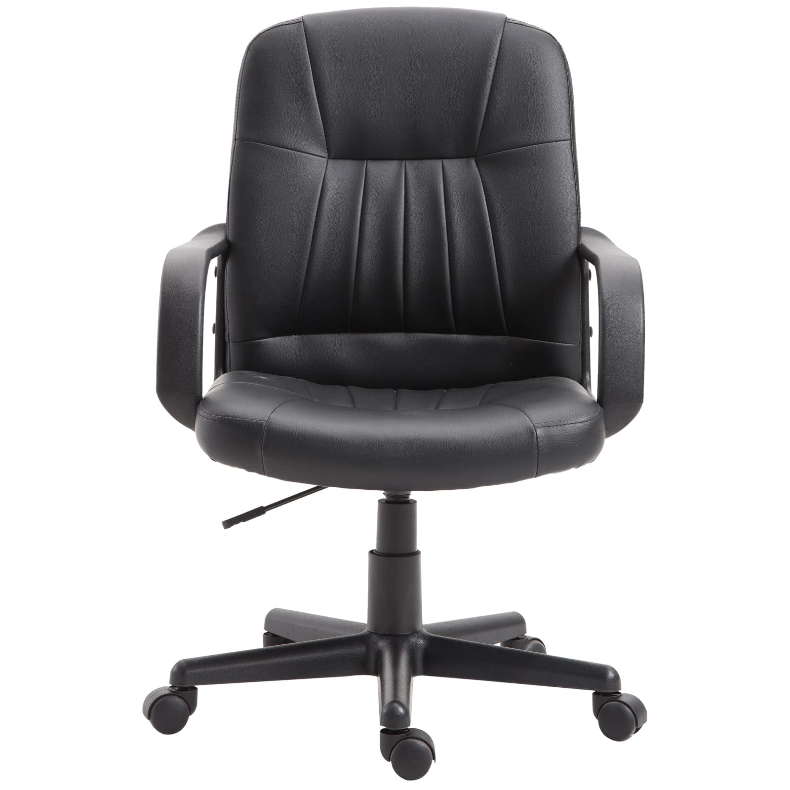 Vinsetto Chaise de Bureau Ergonomique et Pivotante, Fauteuil de Bureau avec Hauteur Réglable en Similicuir 60×60×90-99cm Noir