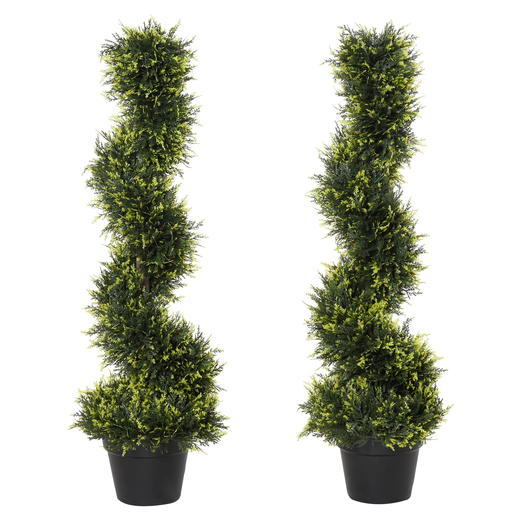 Outsunny Plante en spirale artificielle, arbre de cèdre en spirale avec pot, 90 cm, cèdre artificiel pour décoration intérieure et extérieure, Vert