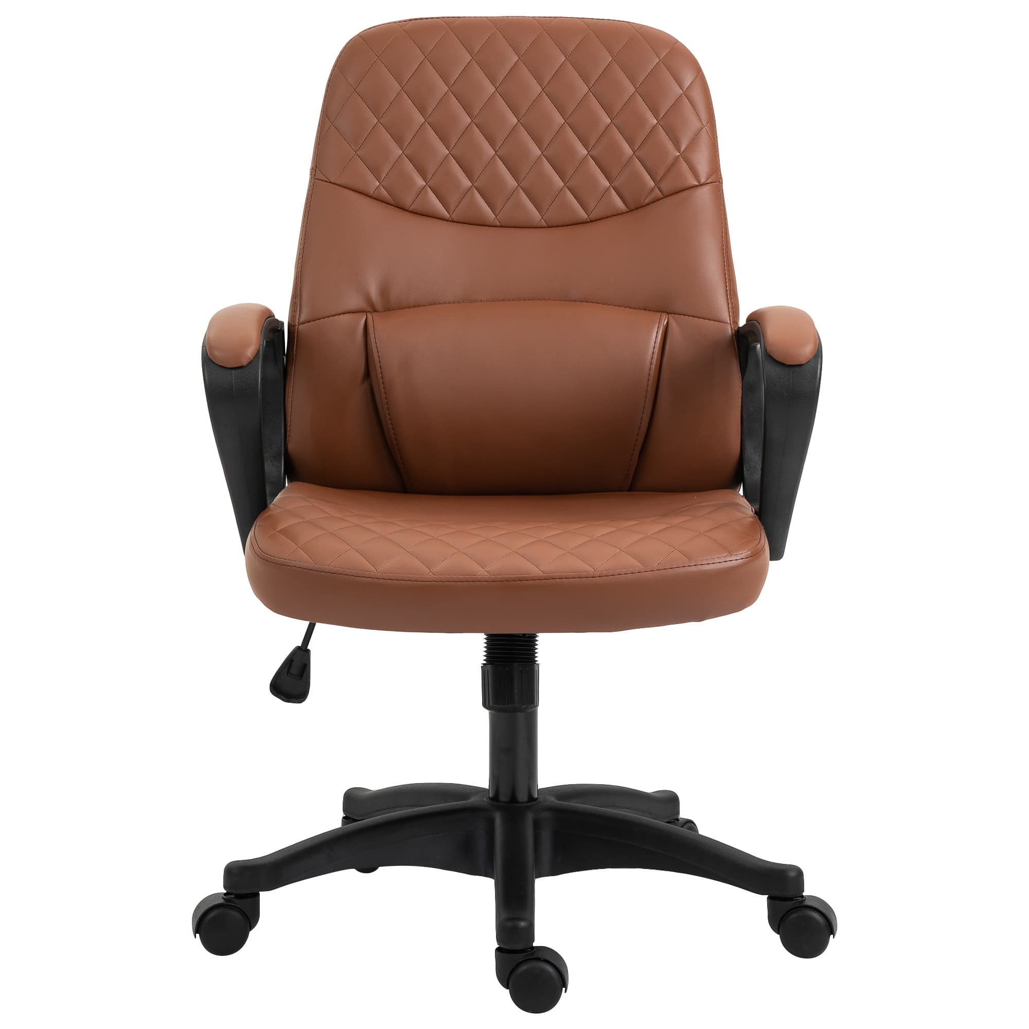 Vinsetto Fauteuil de Bureau à Bascule avec 2 Points de Massage et Port USB, Chaise de Bureau en Similicuir Marron avec Hauteur Réglable, 59x63x92-101cm