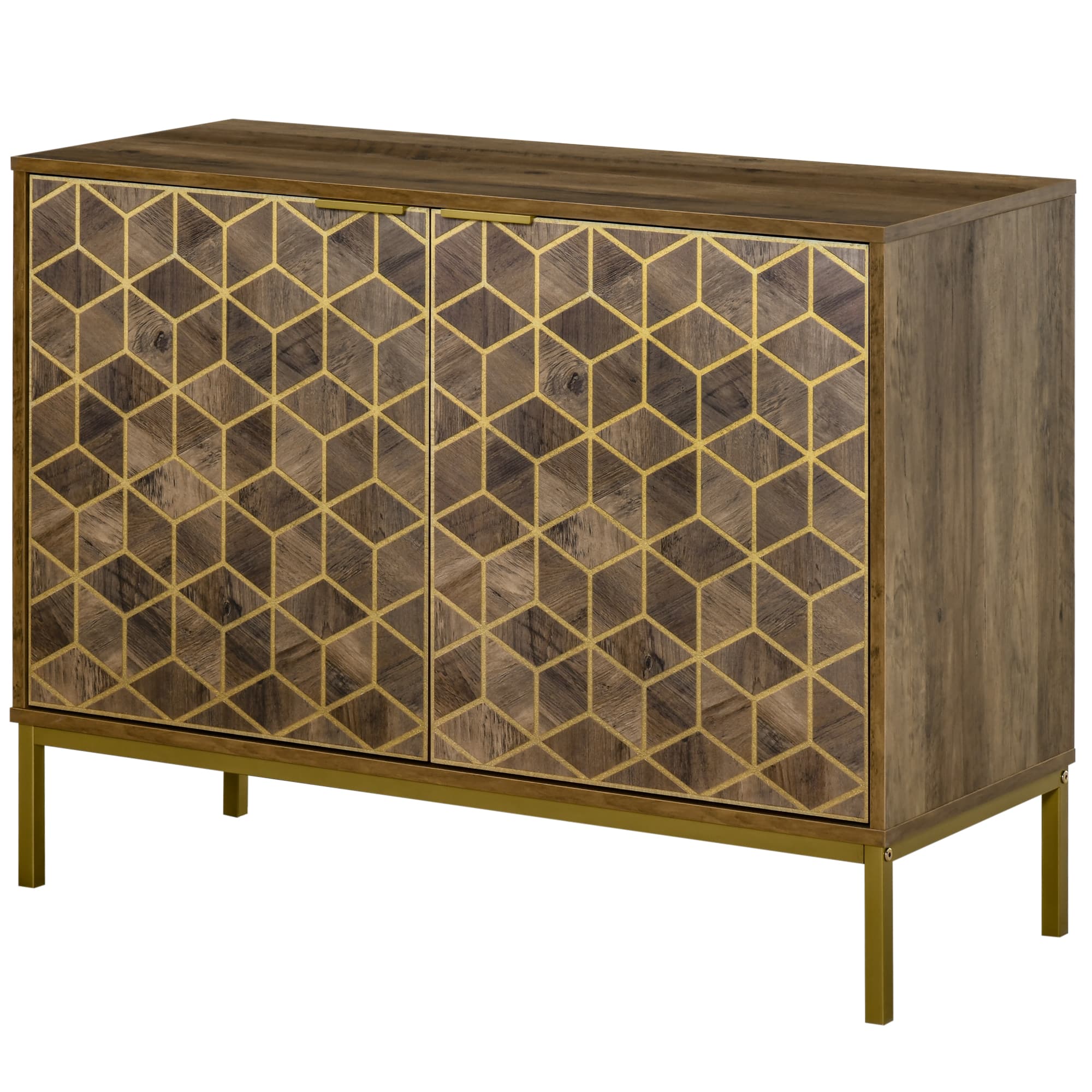 HOMCOM Meuble d'Entrée Moderne avec Décors Dorés et Pieds en Acier, 99x39x75.5cm
