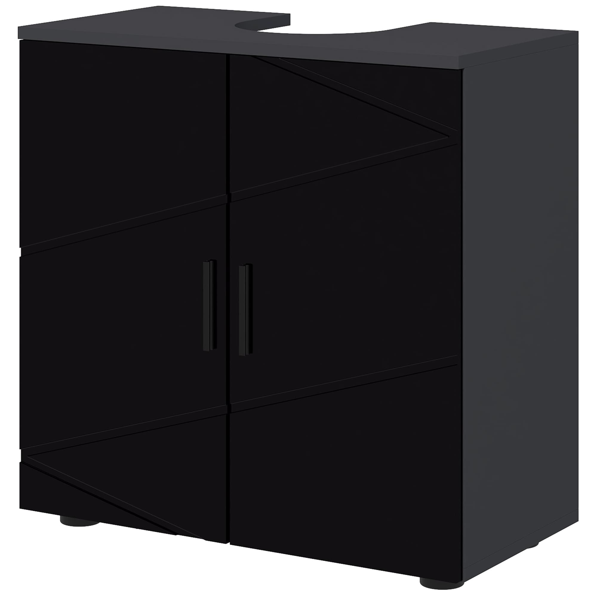 kleankin Meuble Sous-lavabo pour Salle de Bain sur Pied avec 2 Portes, 60x30x60 cm, Noir