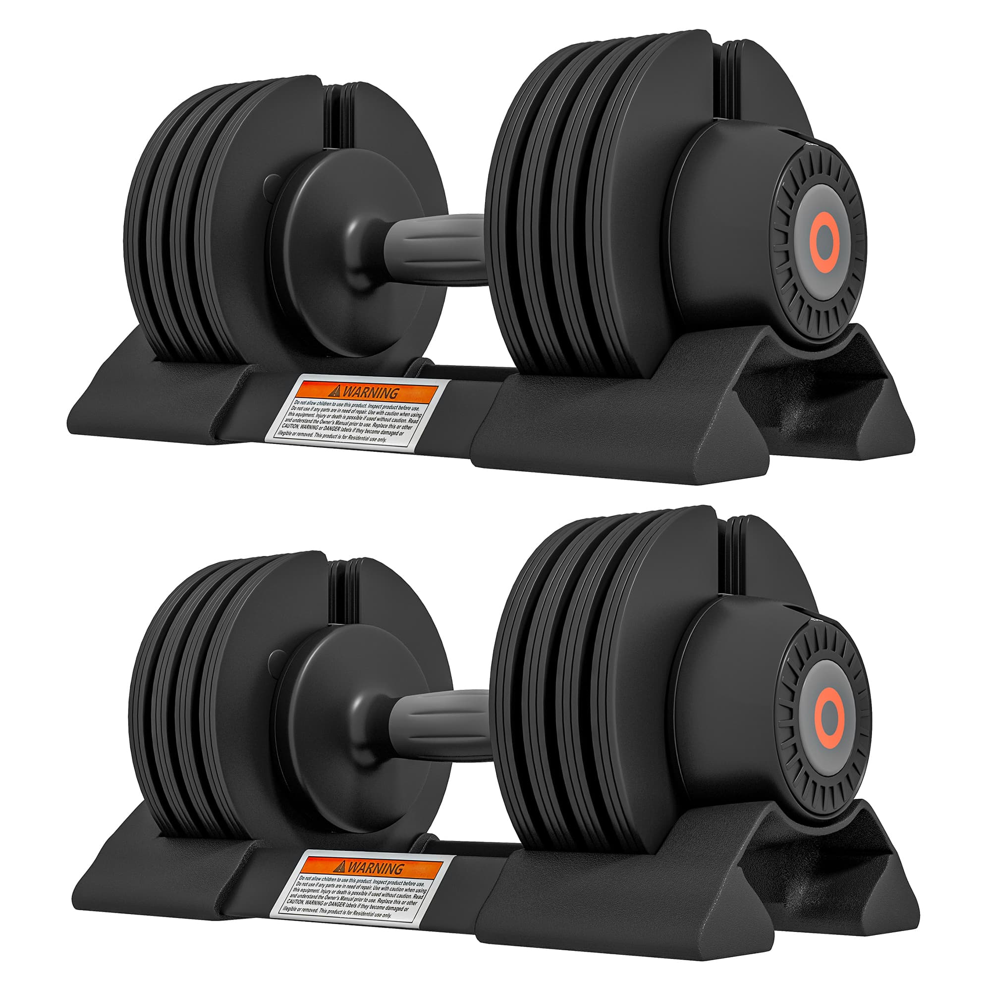 SPORTNOW Kit Pesi Réglables avec Espace de Rangement pour Haltères et Poignée Antidérapante, en Acier et ABS, 33x16x16 cm, Noir