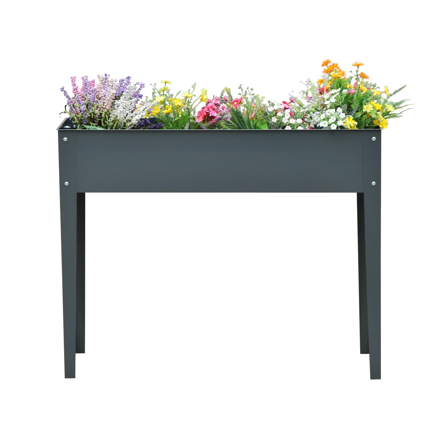 Outsunny Jardinière surélevée, Bac à plantes, Bac de plantation avec 3 trous de drainage, Bac à fleurs surélevé, Métal, 100 x 30 x 80 cm