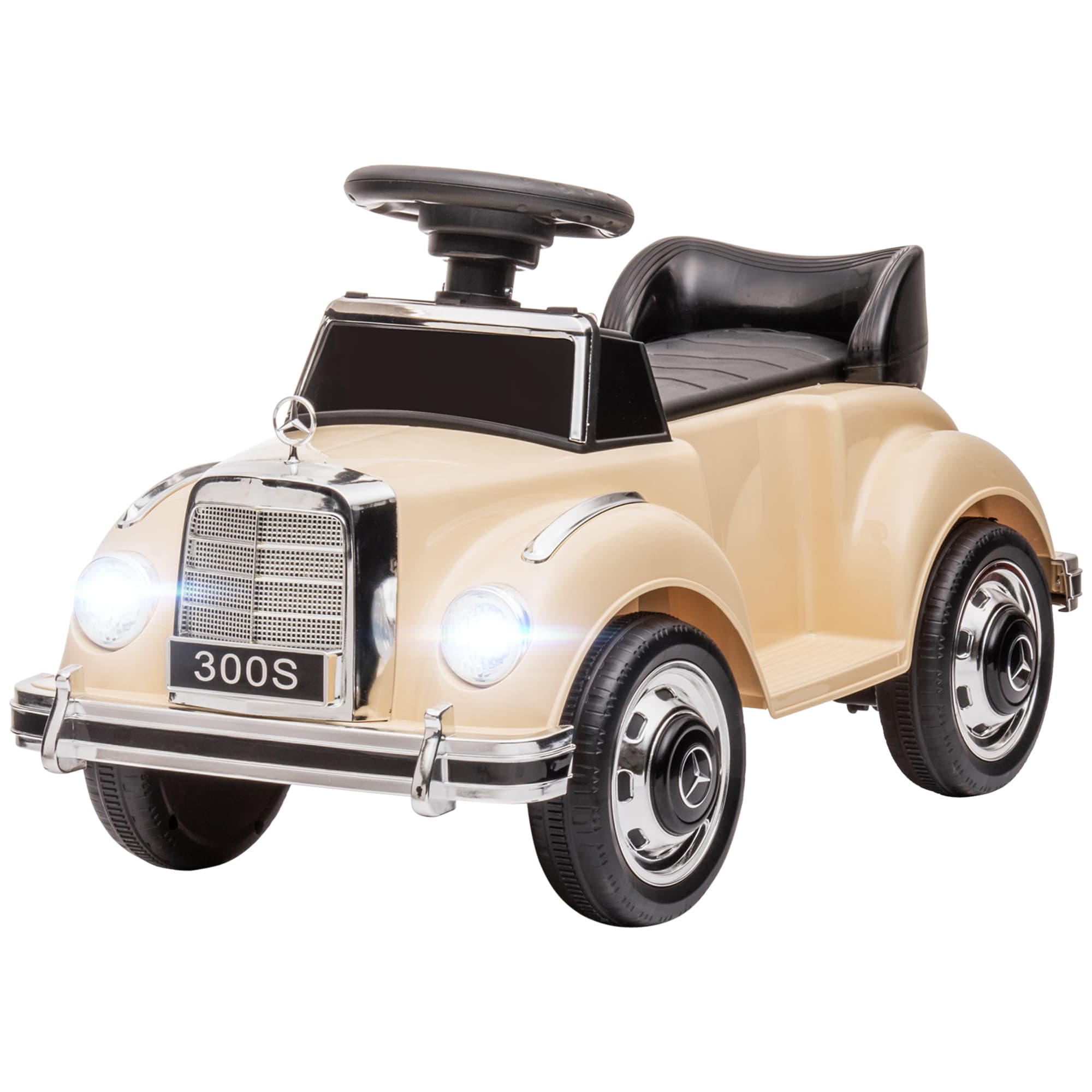 HOMCOM Voiture Électrique pour Enfants 18-48 Mois Licence Mercedes-Benz avec Musique, Beige