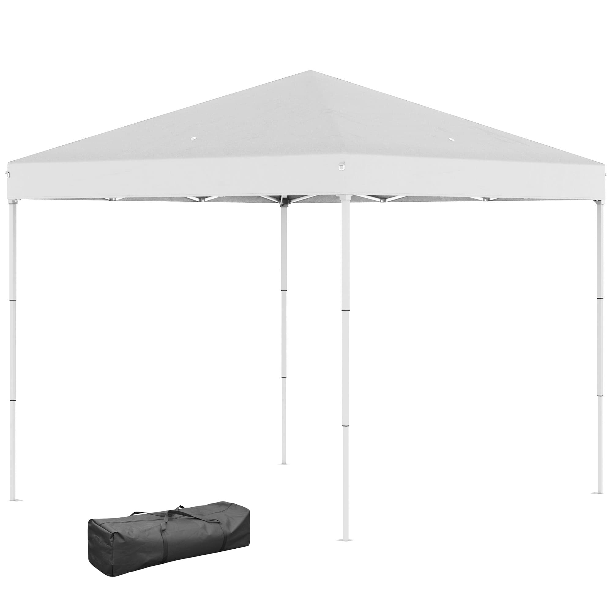 Outsunny Gazebo Pliant 2,5 x 2,5 m Imperméable avec Cordes et Sardines, en Acier et Tissu Oxford, Blanc