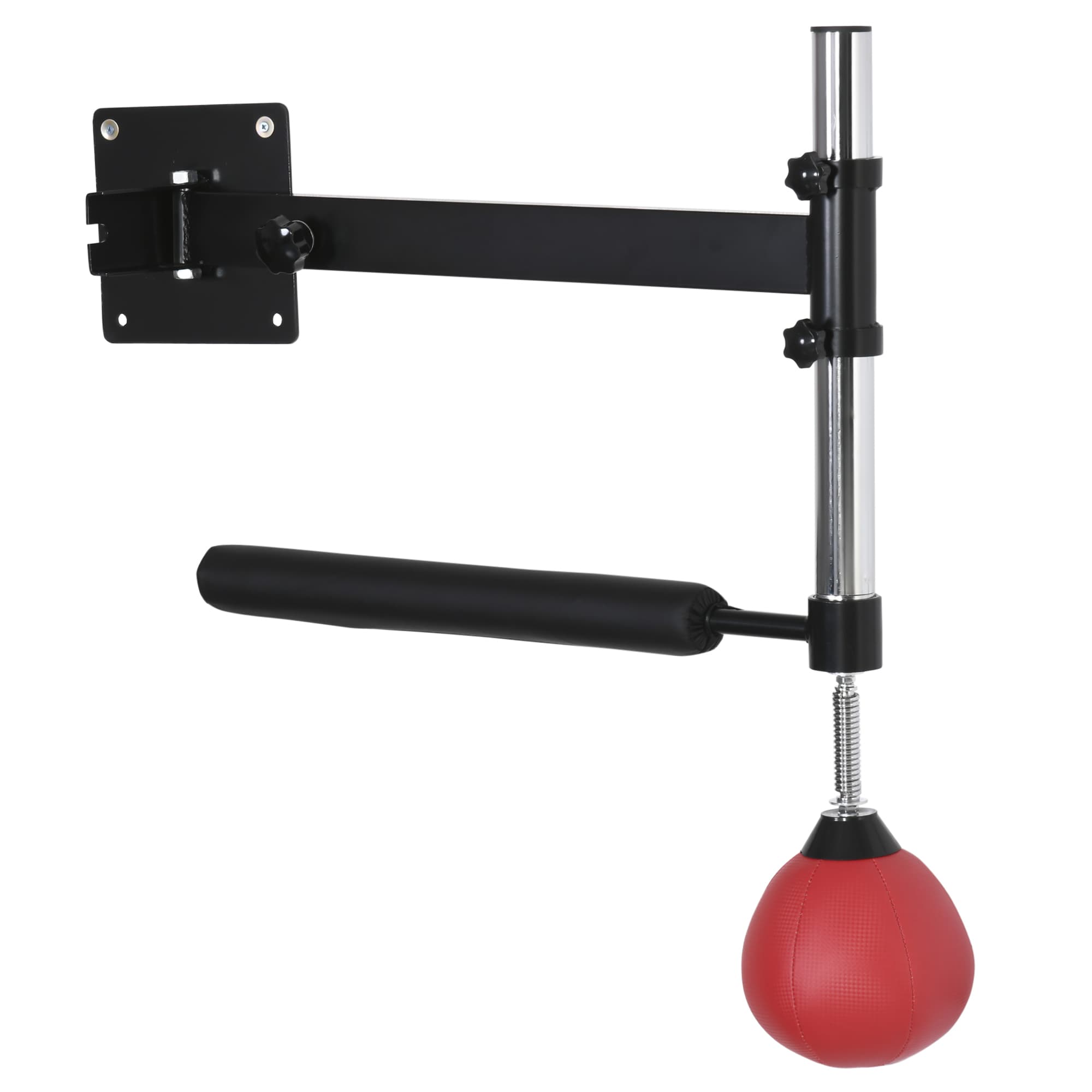 HOMCOM Support de boxe avec punching-ball & barre réflexe, montage mural, ajustable en hauteur, Noir/Rouge