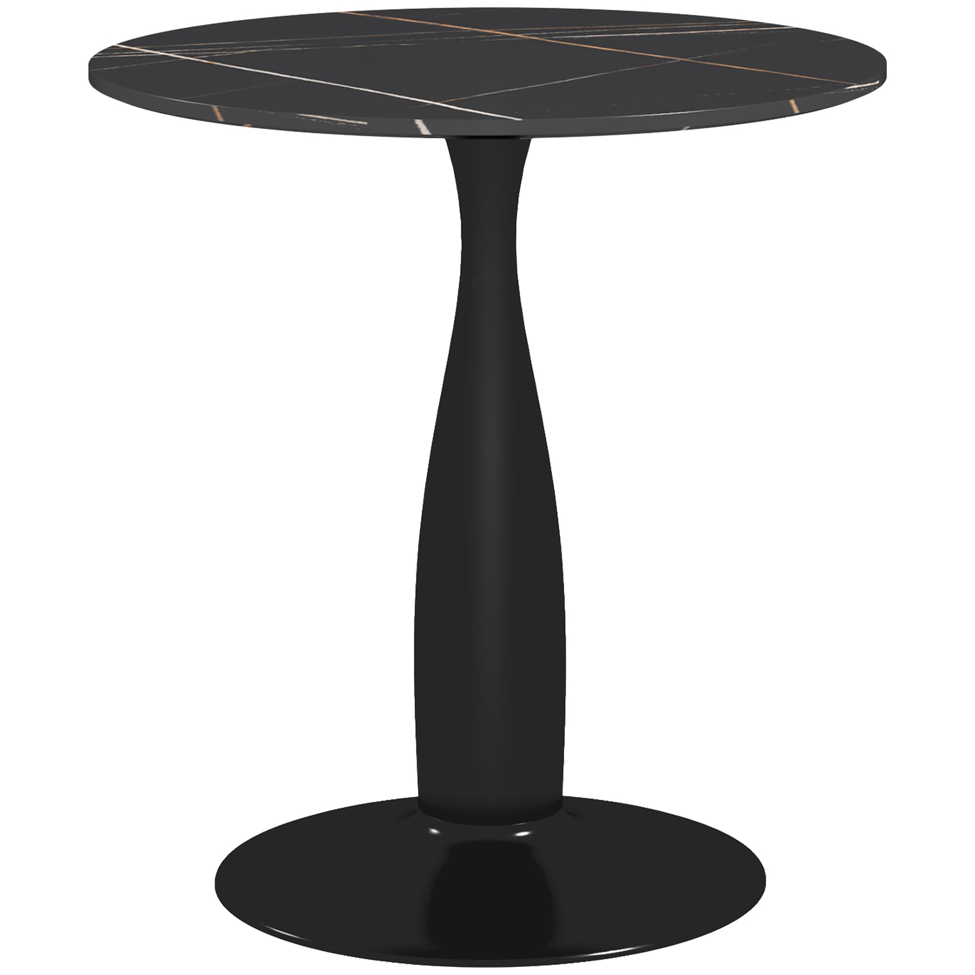 HOMCOM Table à Manger Ronde en Acier Revêtu de Poudre, MDF avec Mélaminé, Patins Antidérapants, 70 x 74 cm, Noir