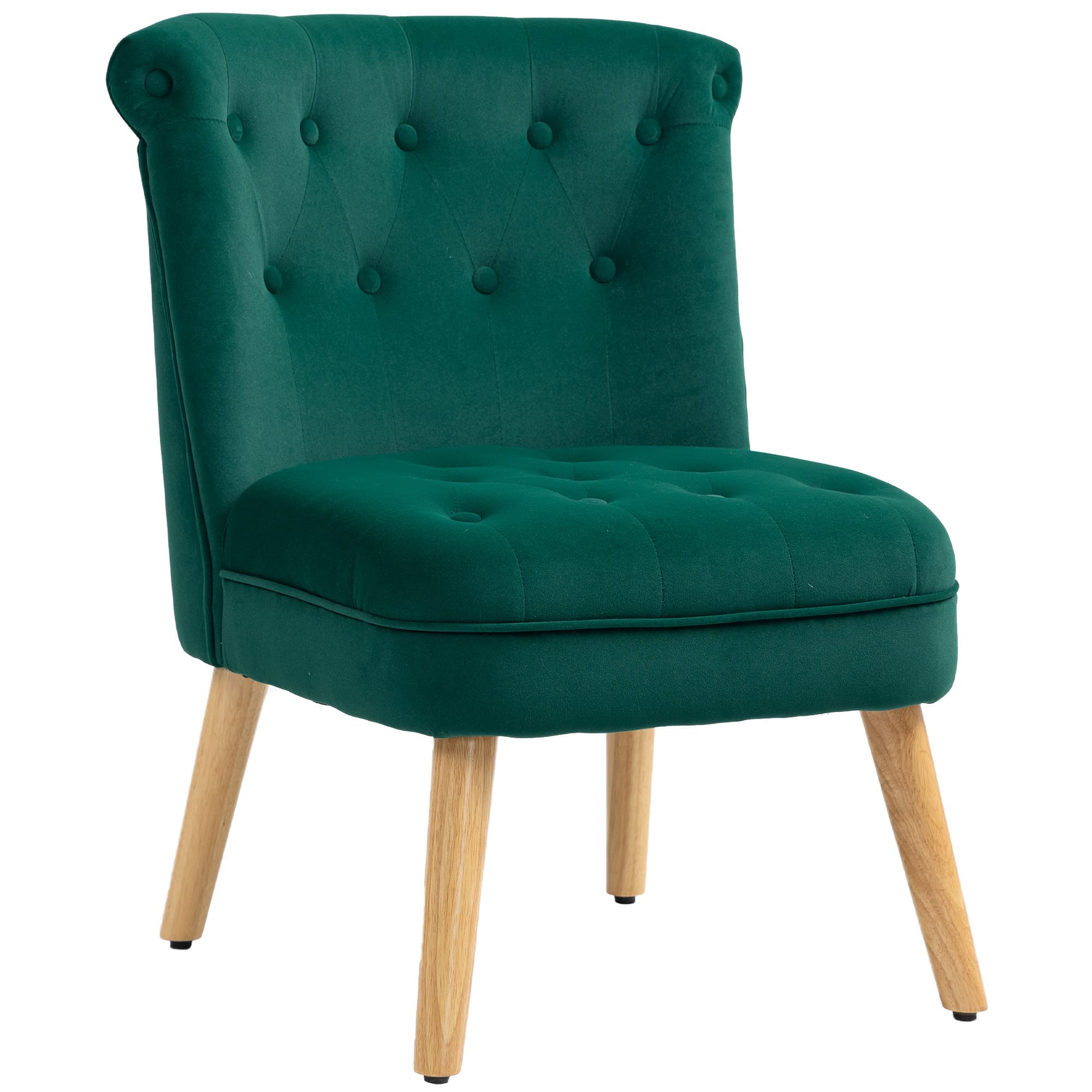 HOMCOM Fauteuil pour Salon en Velours avec Siège Rembourré et Capitonné, 60x66x79 cm, Vert