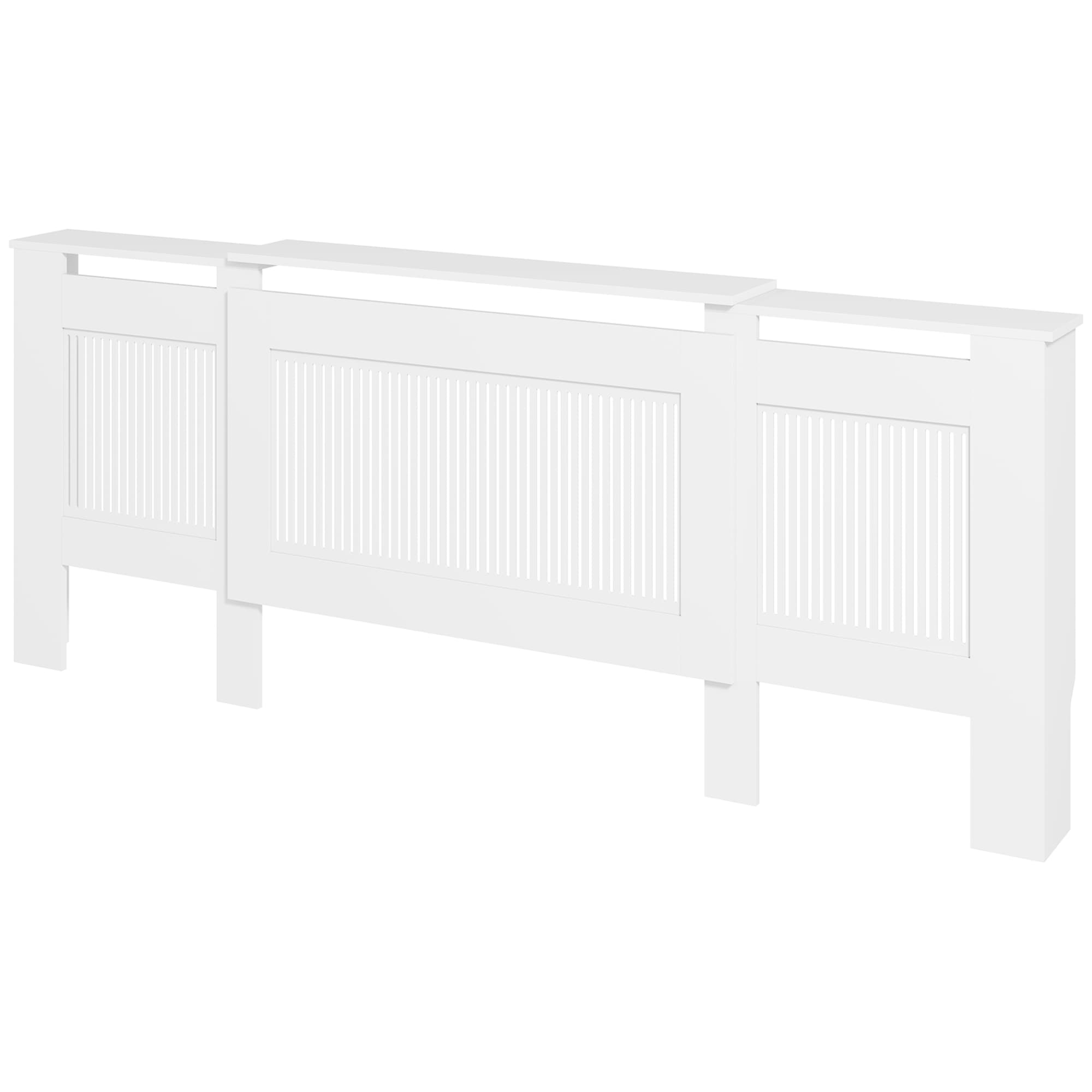 HOMCOM Cache-radiateur, design à lames, longueur ajustable 125-201 cm, MDF, Blanc