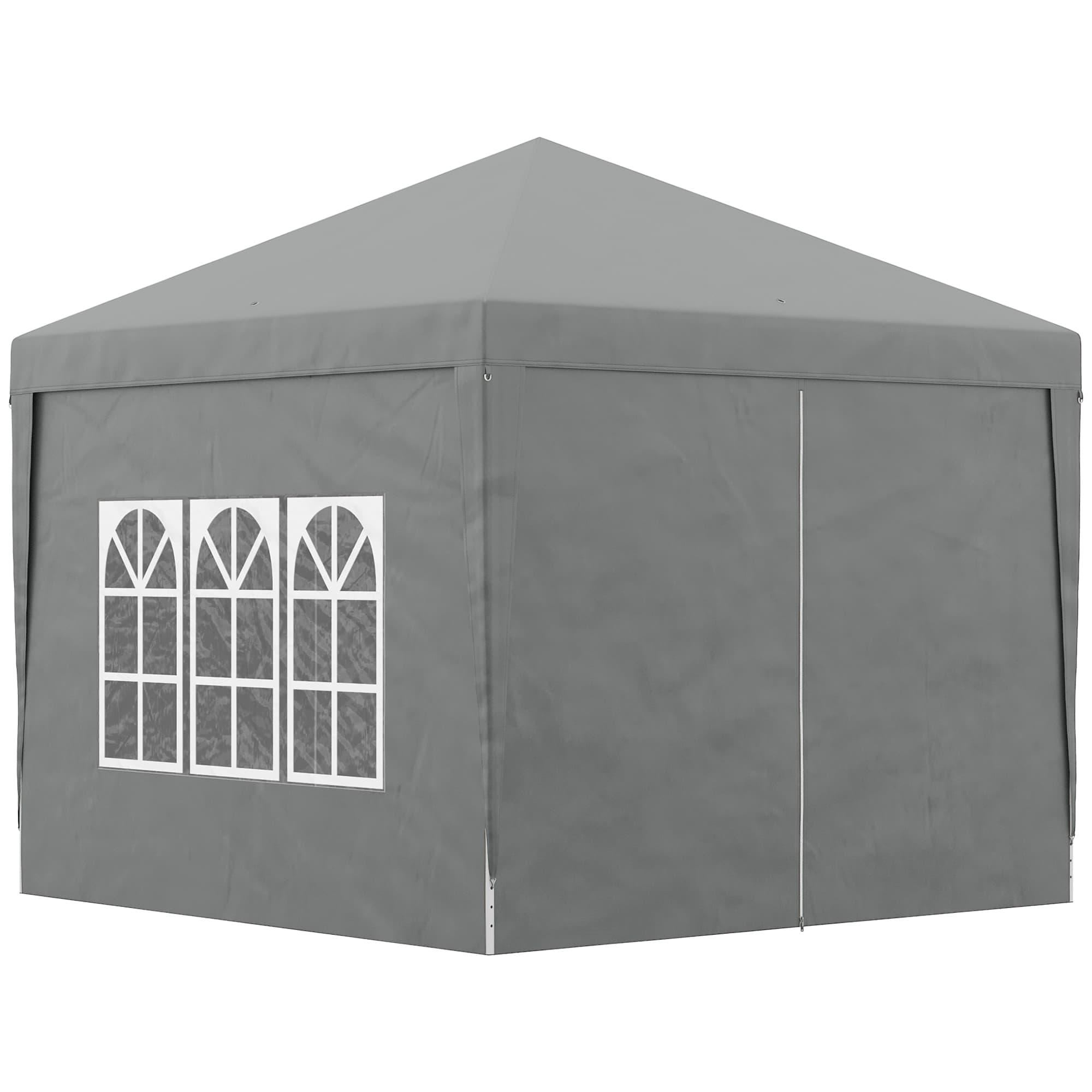Outsunny Gazebo de Jardin 3x3 m Pliant avec 4 Panneaux Latéraux, en Acier et Tissu Oxford Gris Clair
