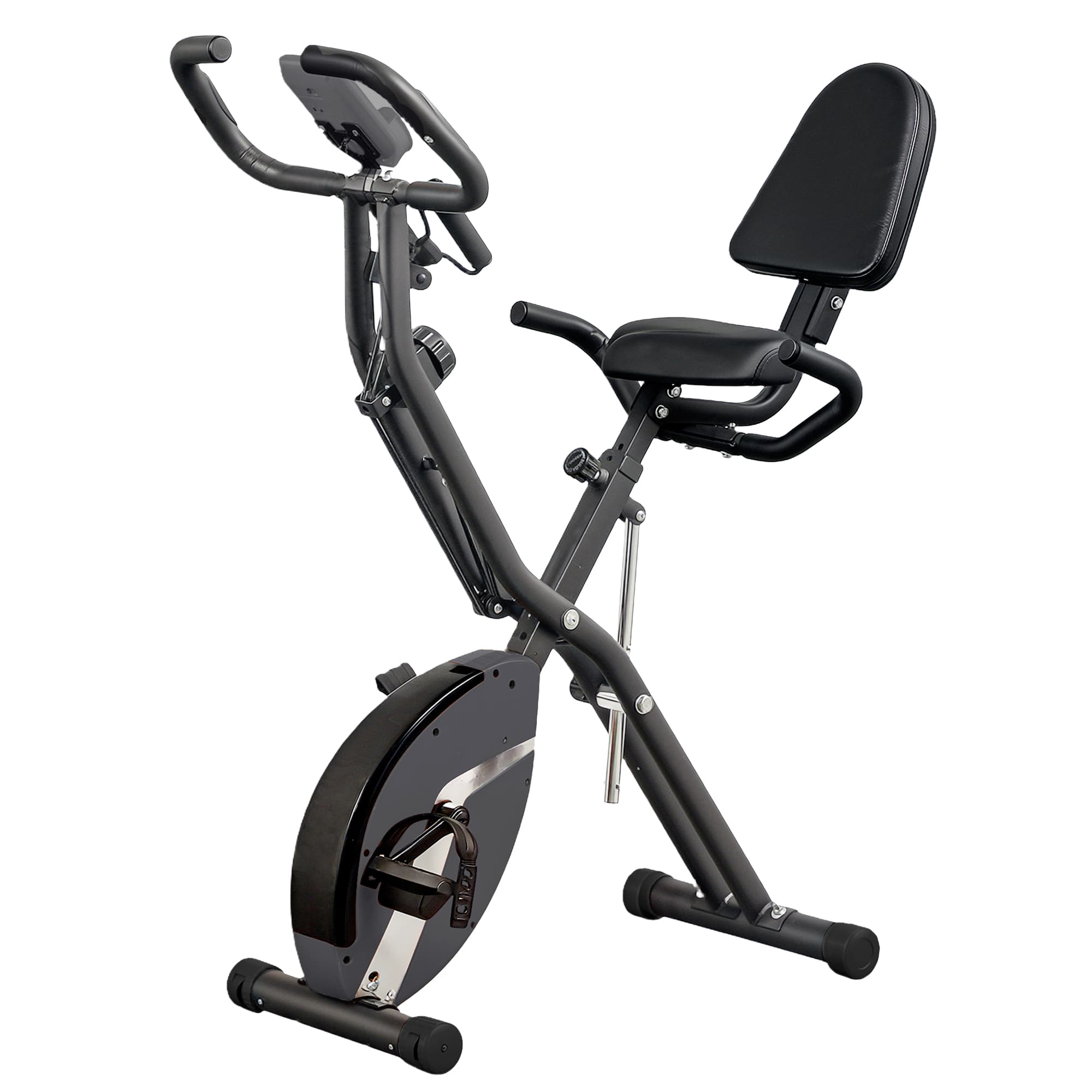 SPORTNOW Vélo d'Appartement Pliable avec Résistance Magnétique Moniteur LCD et Bandes pour Bras 43x97x109 cm Noir
