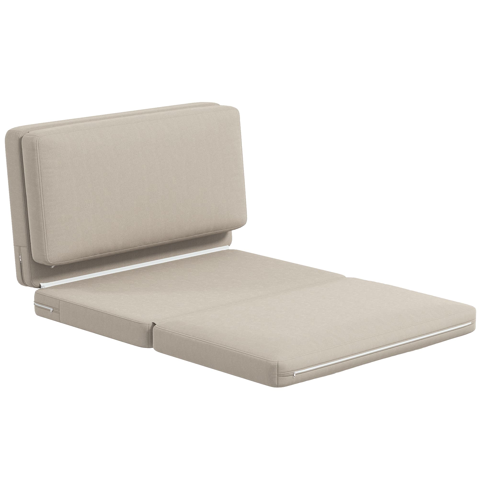 HOMCOM Fauteuil relax pliant 2-en-1, matelas d'invité, divisible, 120 cm large, Beige