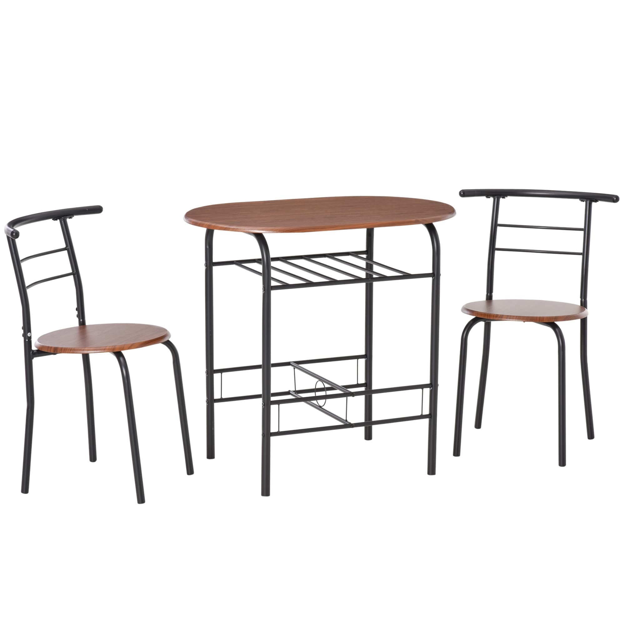 HOMCOM Set Table Moderne avec 2 Chaises pour Salle à Manger, Ensemble de 3 Pièces Meubles Gain d'Espace pour Cuisine, Balcon, Restaurant ou Bar, Marron et Noir
