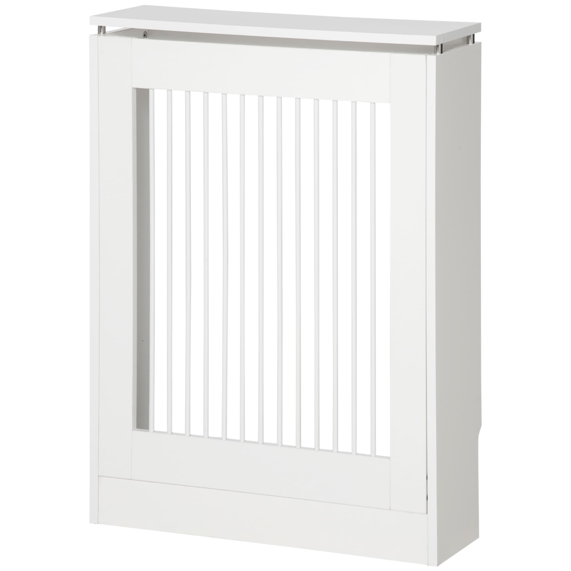 HOMCOM Cache-Radiateur à Lattes Moderne et Élégant pour la Maison, en MDF et Acier, 60x18x84cm, Blanc