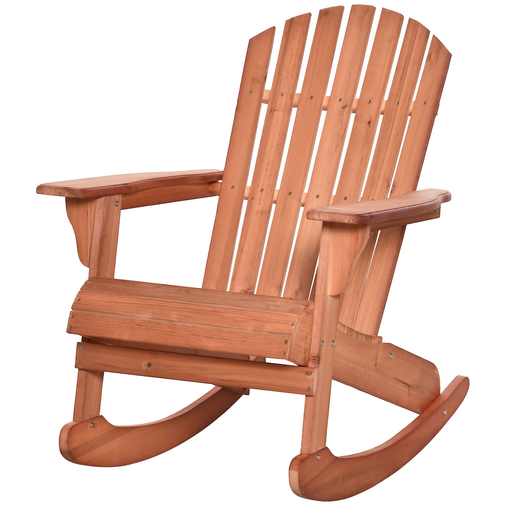 Outsunny Chaise de Jardin Adirondack Chaise Berçante Rocking Chair Mobilier de Jardin Chaise de Balcon Naturel 77 x 94 x 97 cm